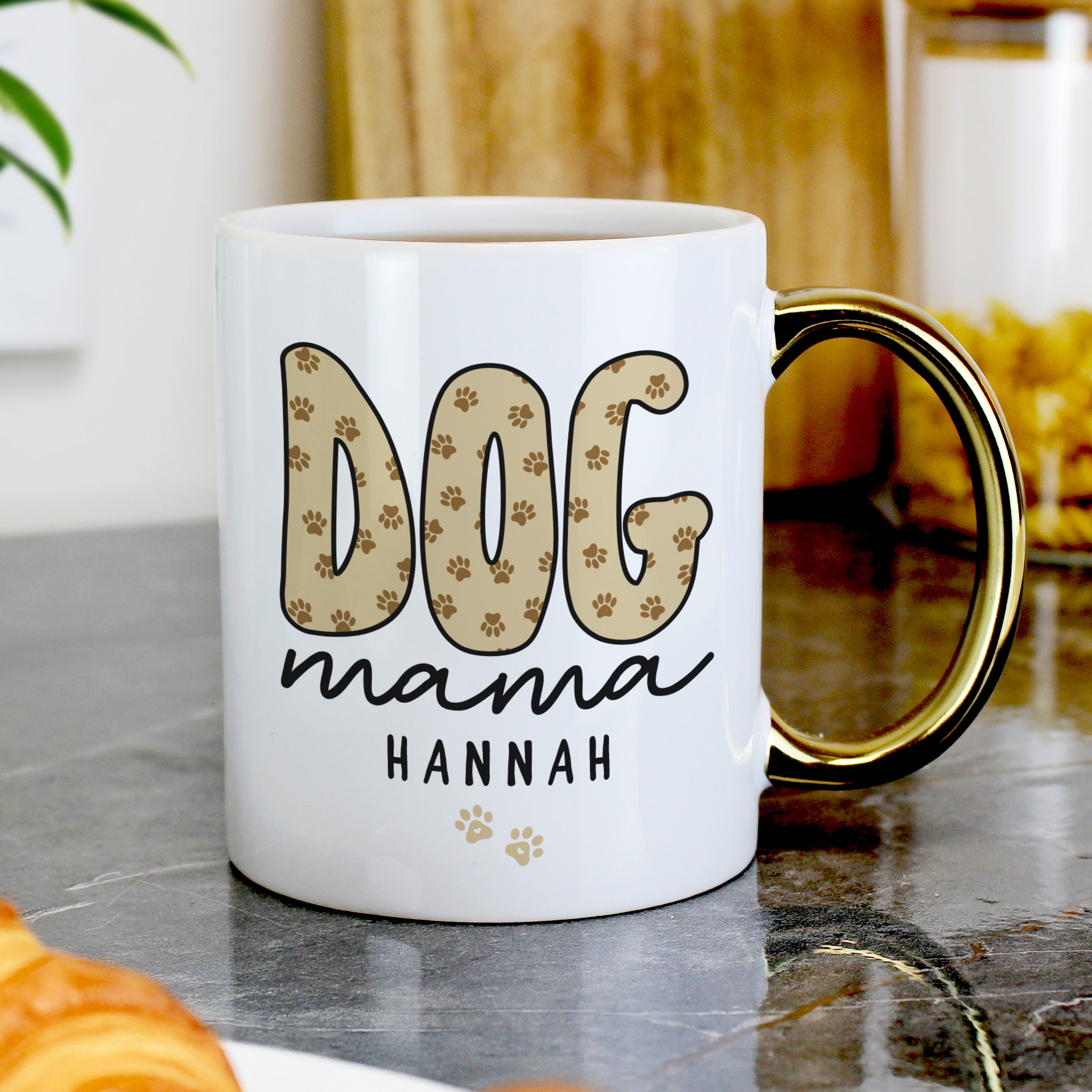 Personalised Dog Mama Gold Handle Mug