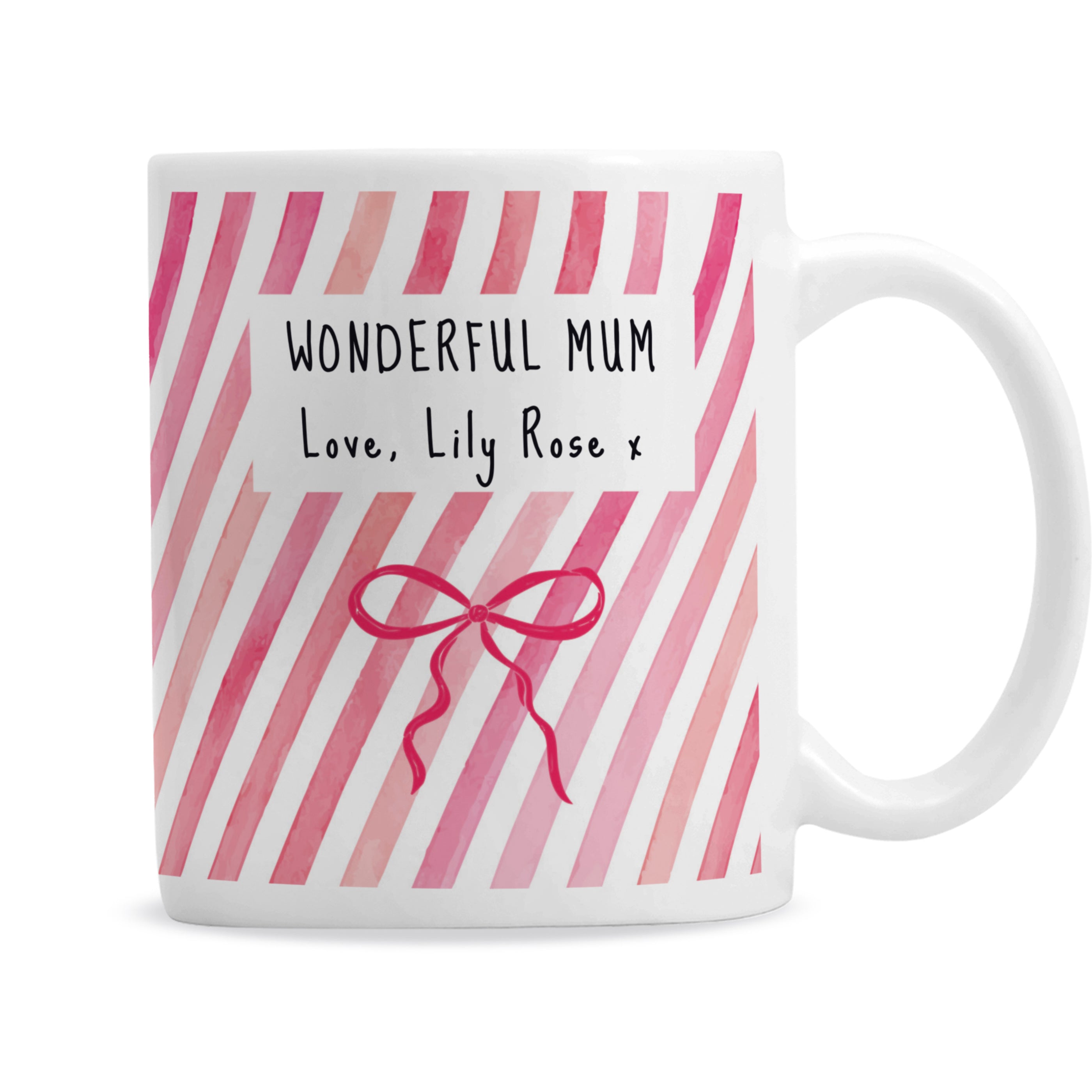 Personalised Striped Bow Mug