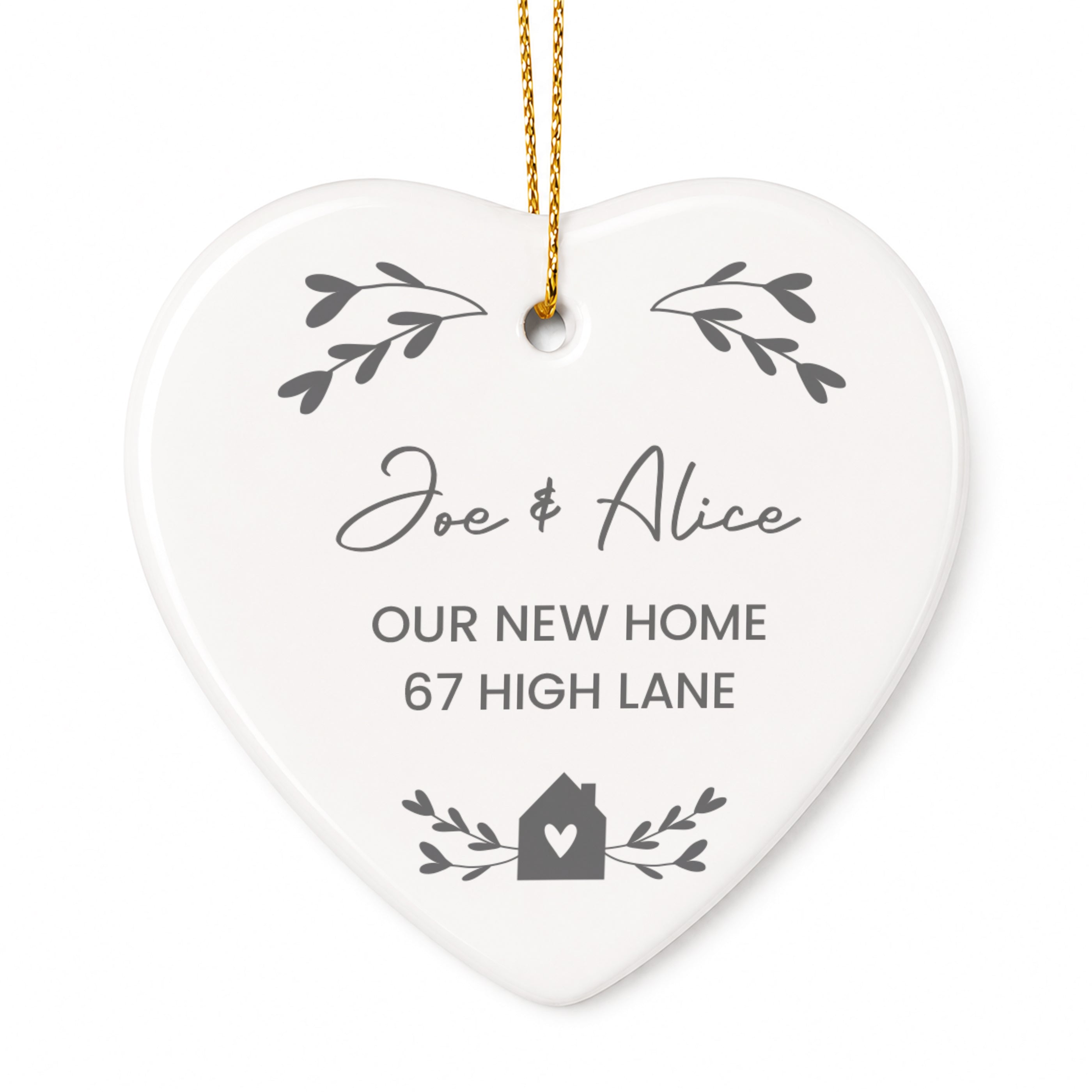 Personalised Little House Ceramic Heart Decoration