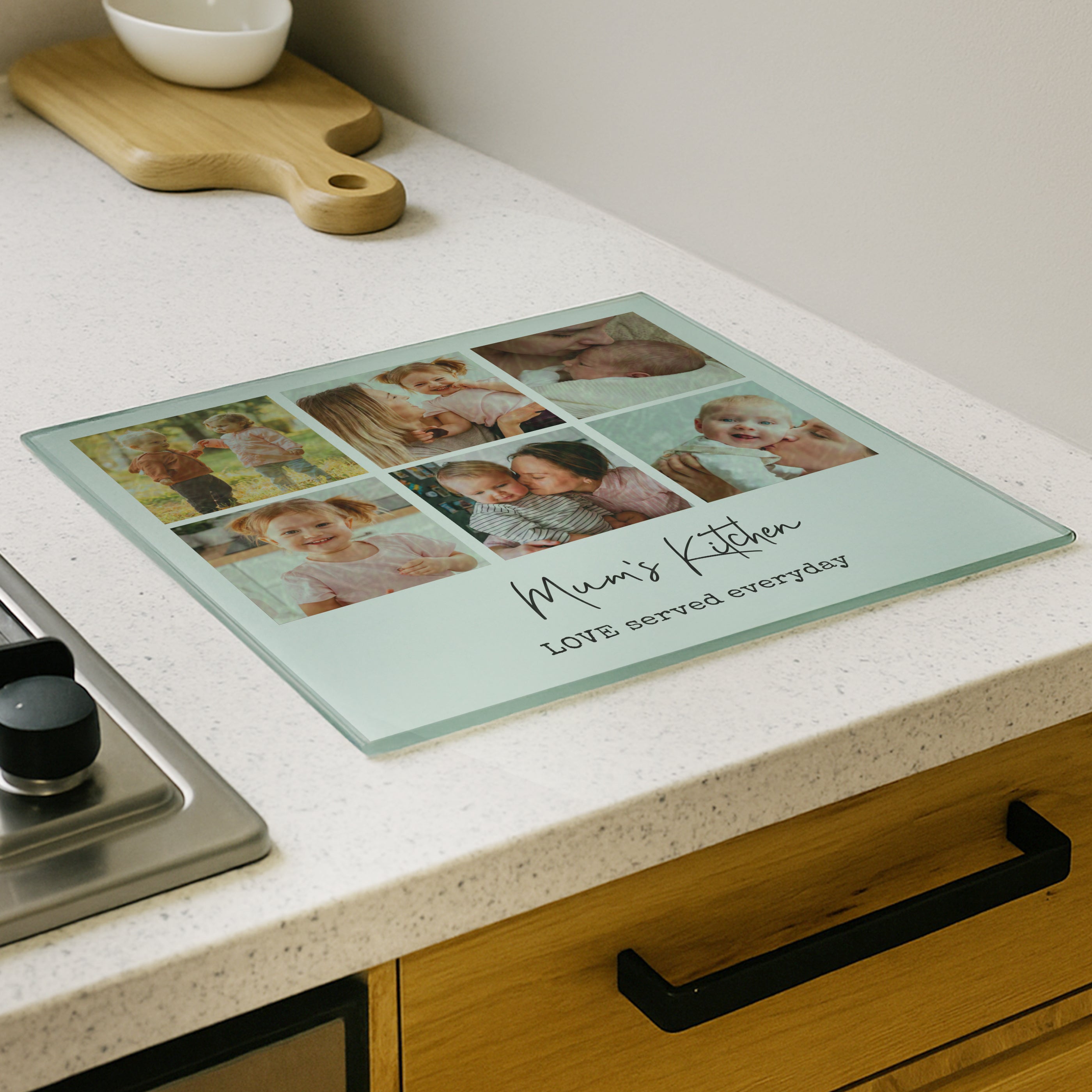 Personalised Photo Upload Glass Chopping Board