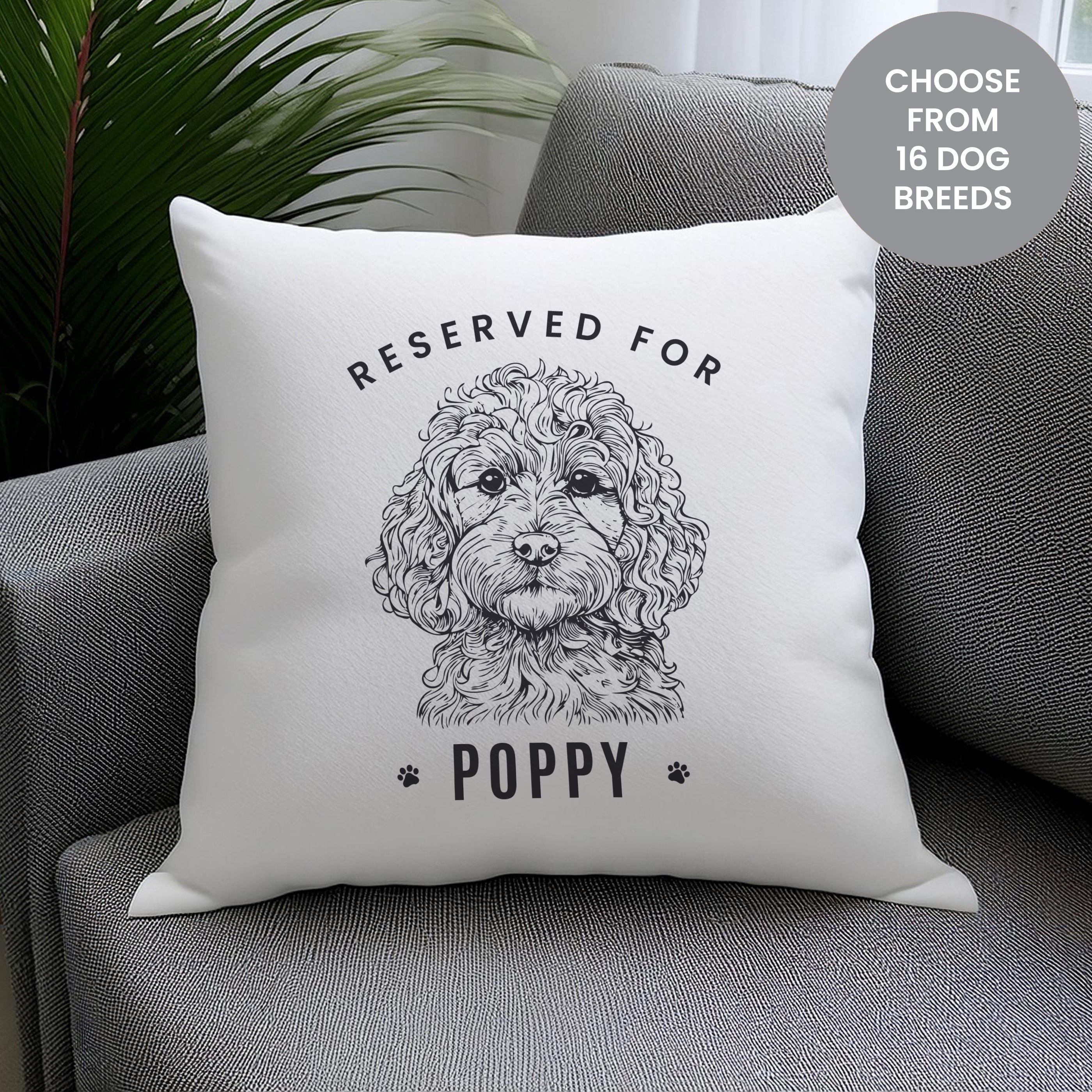 Personalised Reserved For Dog Breed Cushion