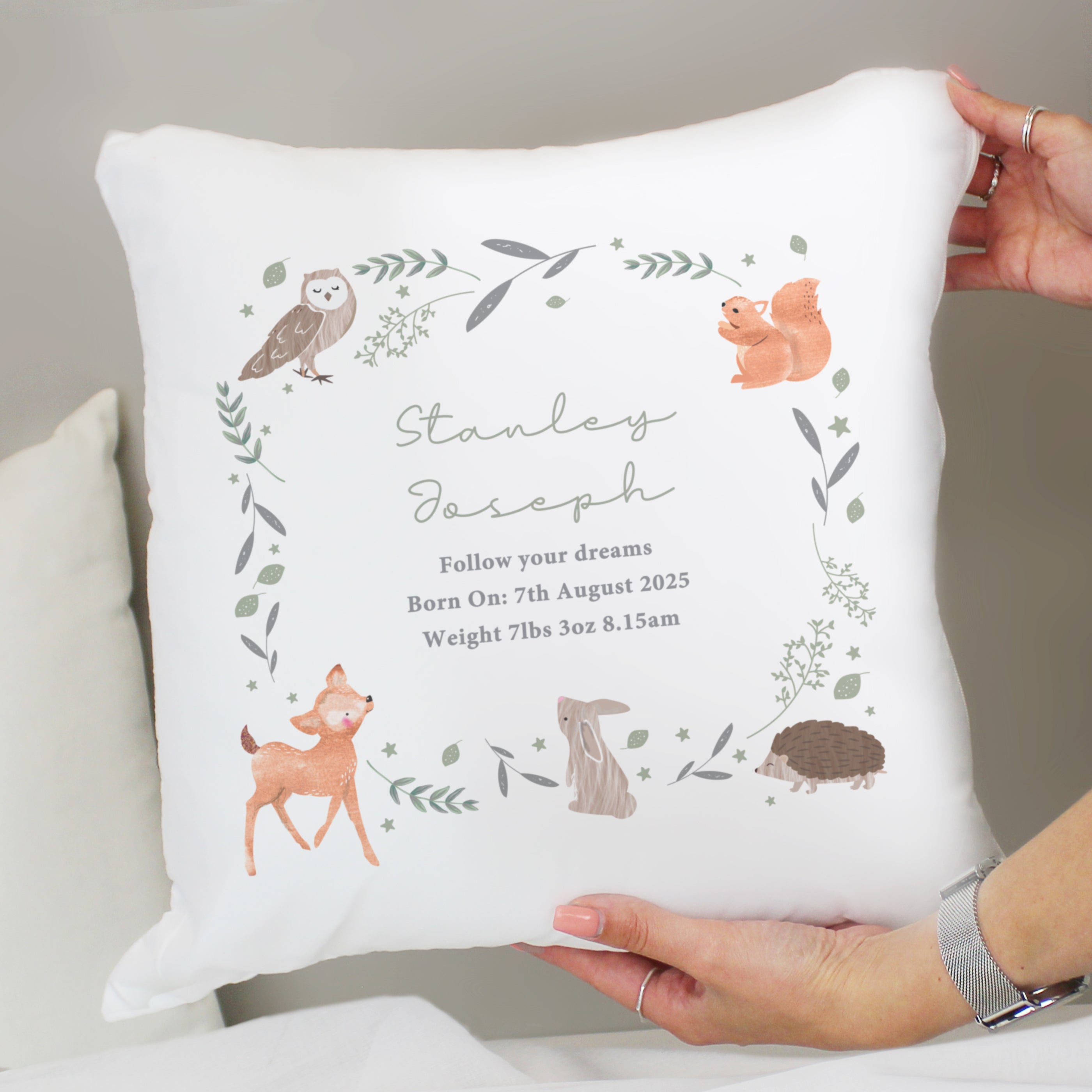 Personalised Woodland Animals Cushion
