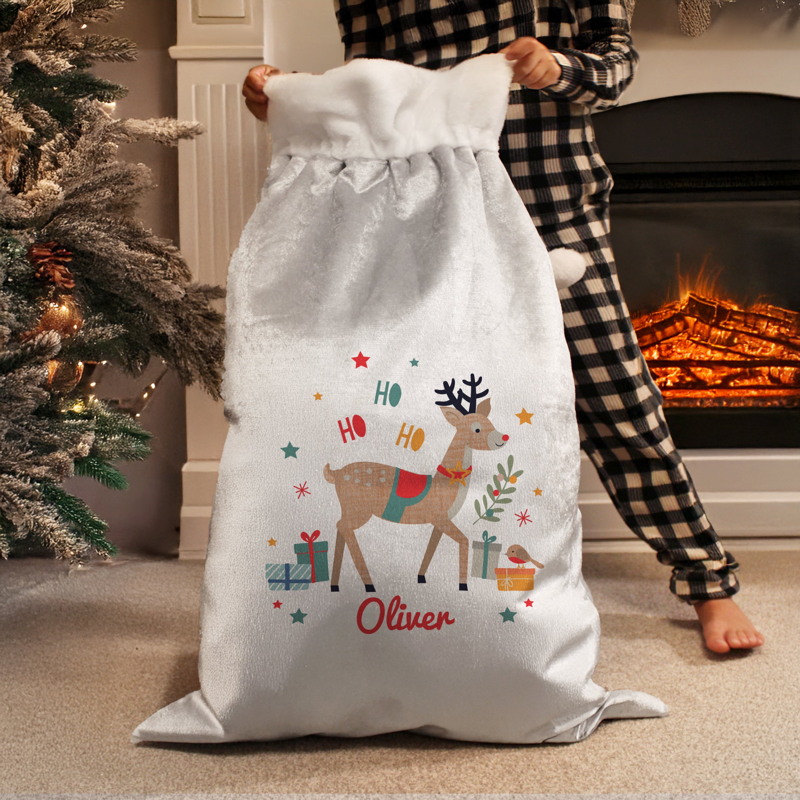 Personalised Reindeer Christmas Sack