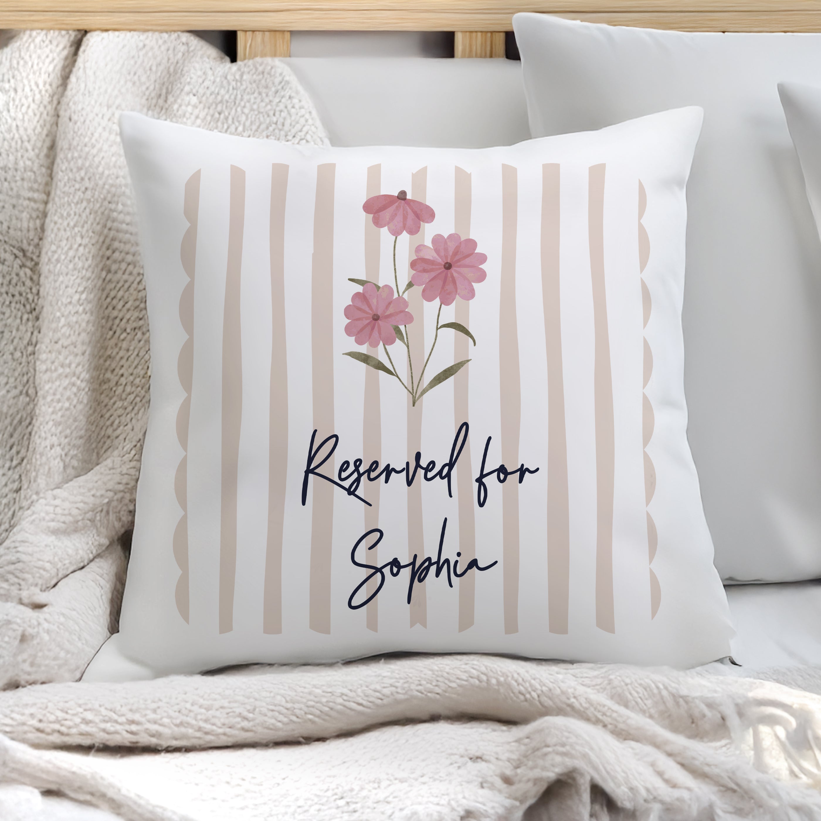 Personalised Floral Stripe Cushion