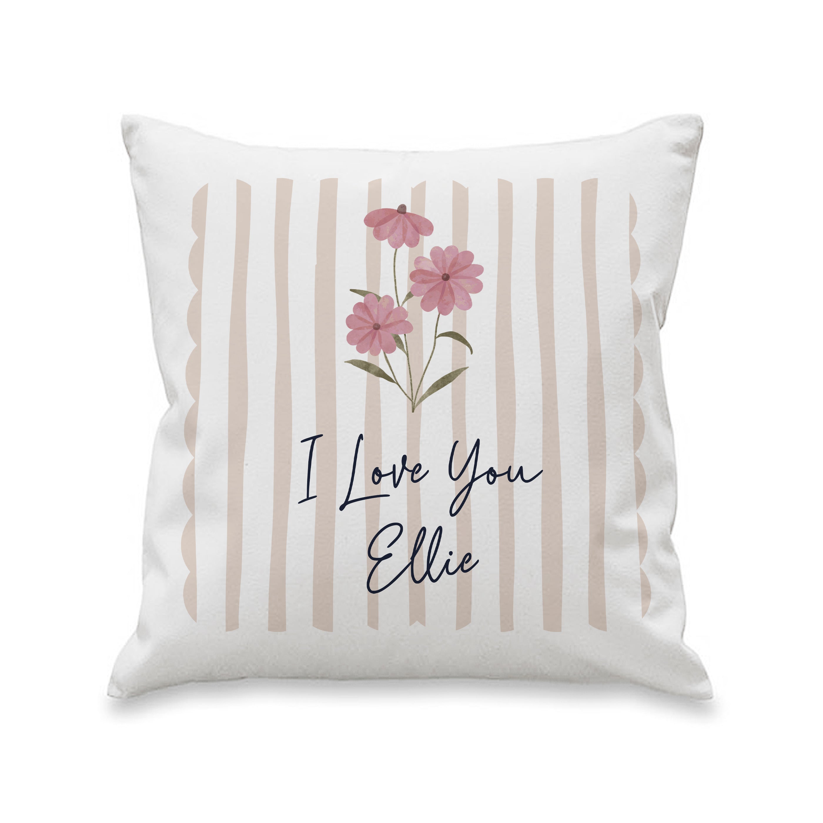 Personalised Floral Stripe Cushion