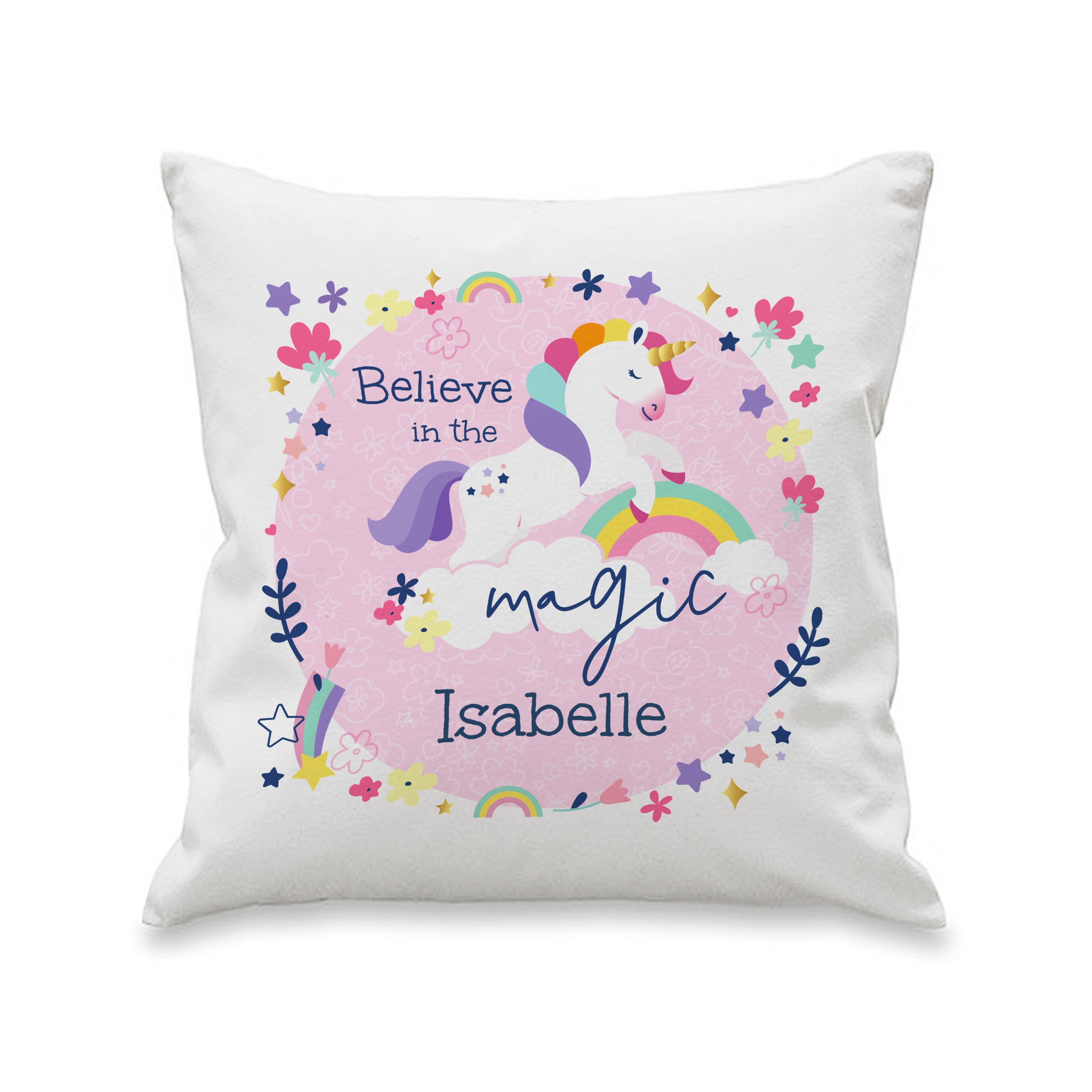 Personalised Pink Unicorn Cushion
