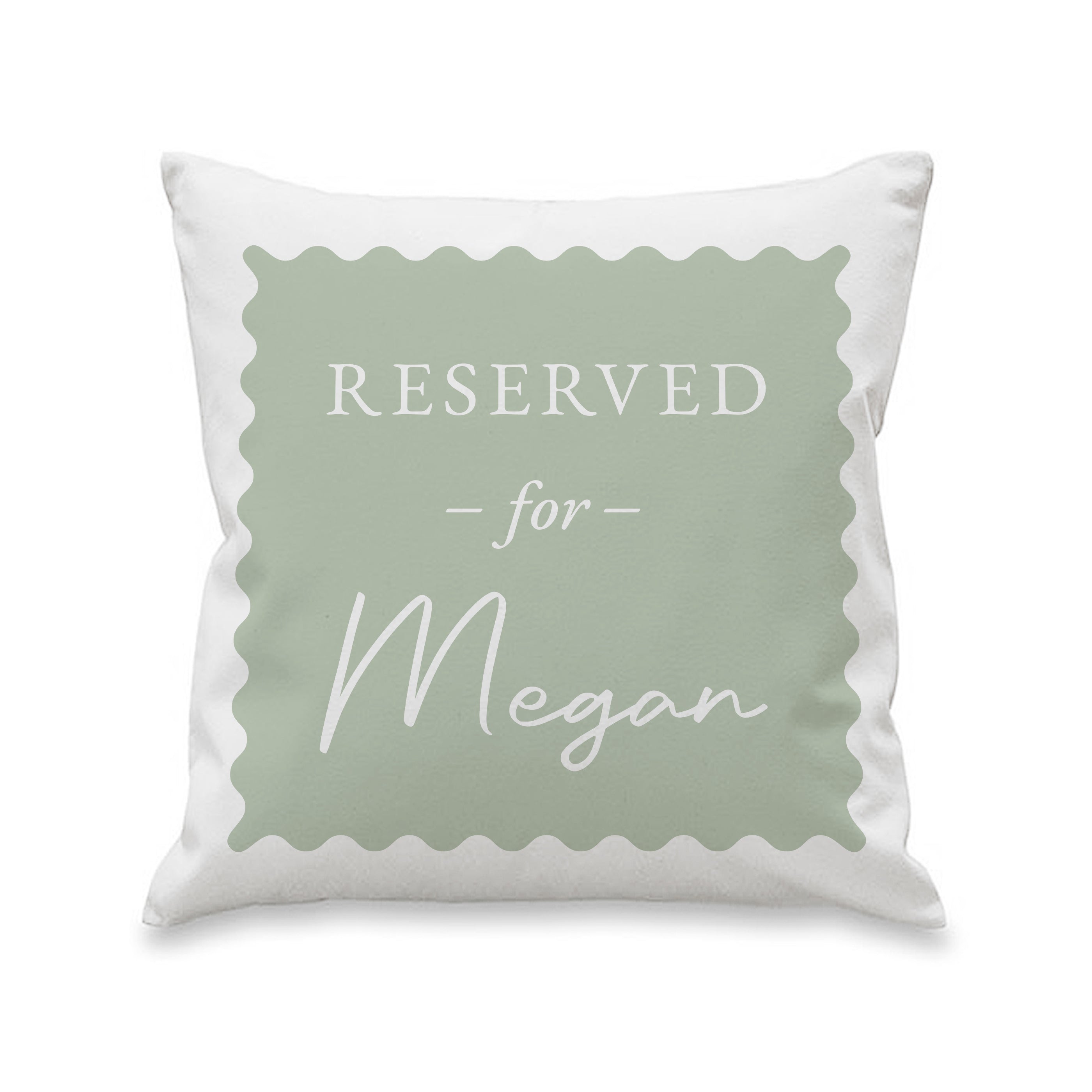 Personalised Sage Green Reserved For Cushion