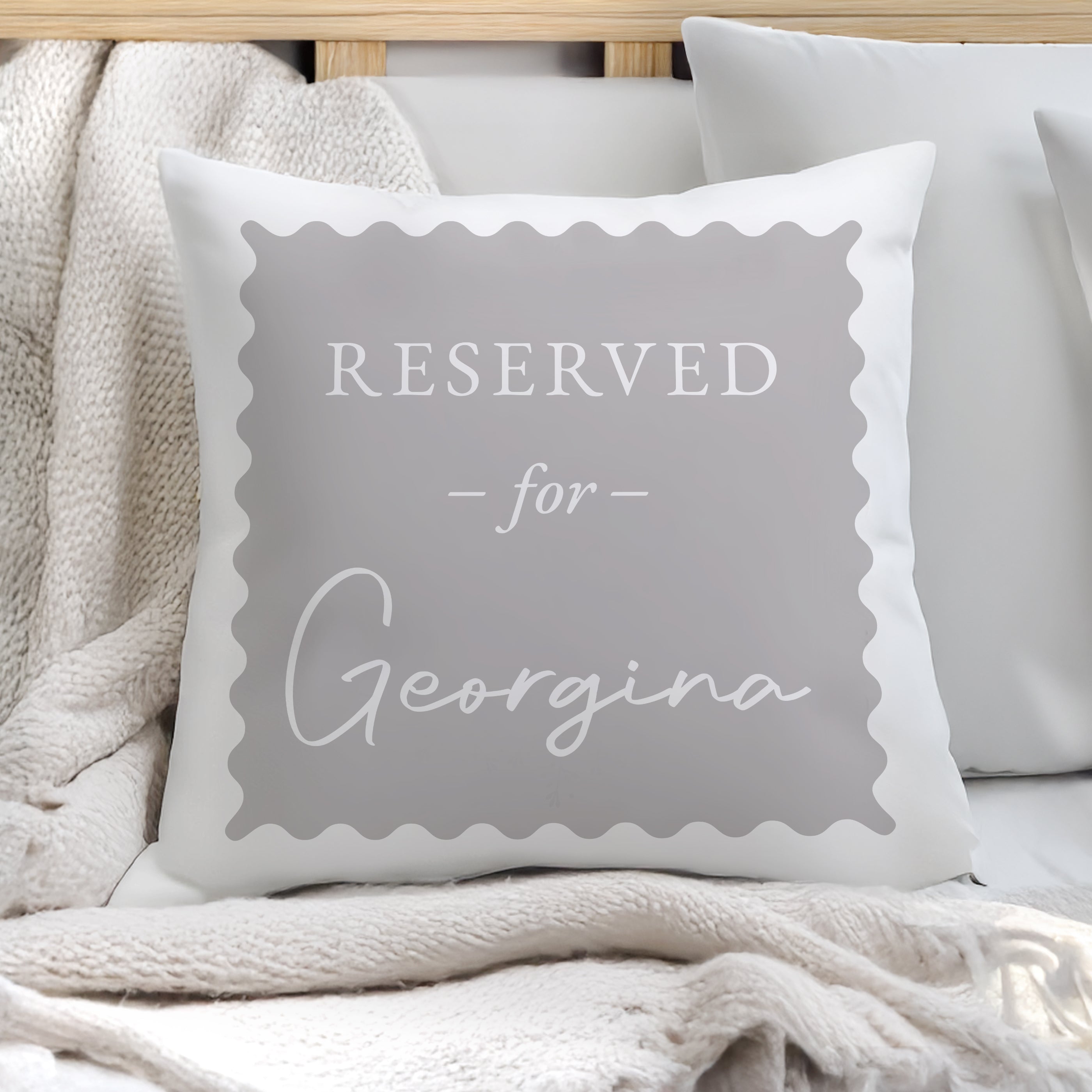 Personalised Grey Reserved For Cushion