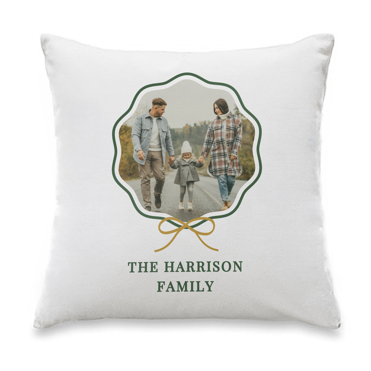 Personalised Scallop Bow Photo Upload Cushion