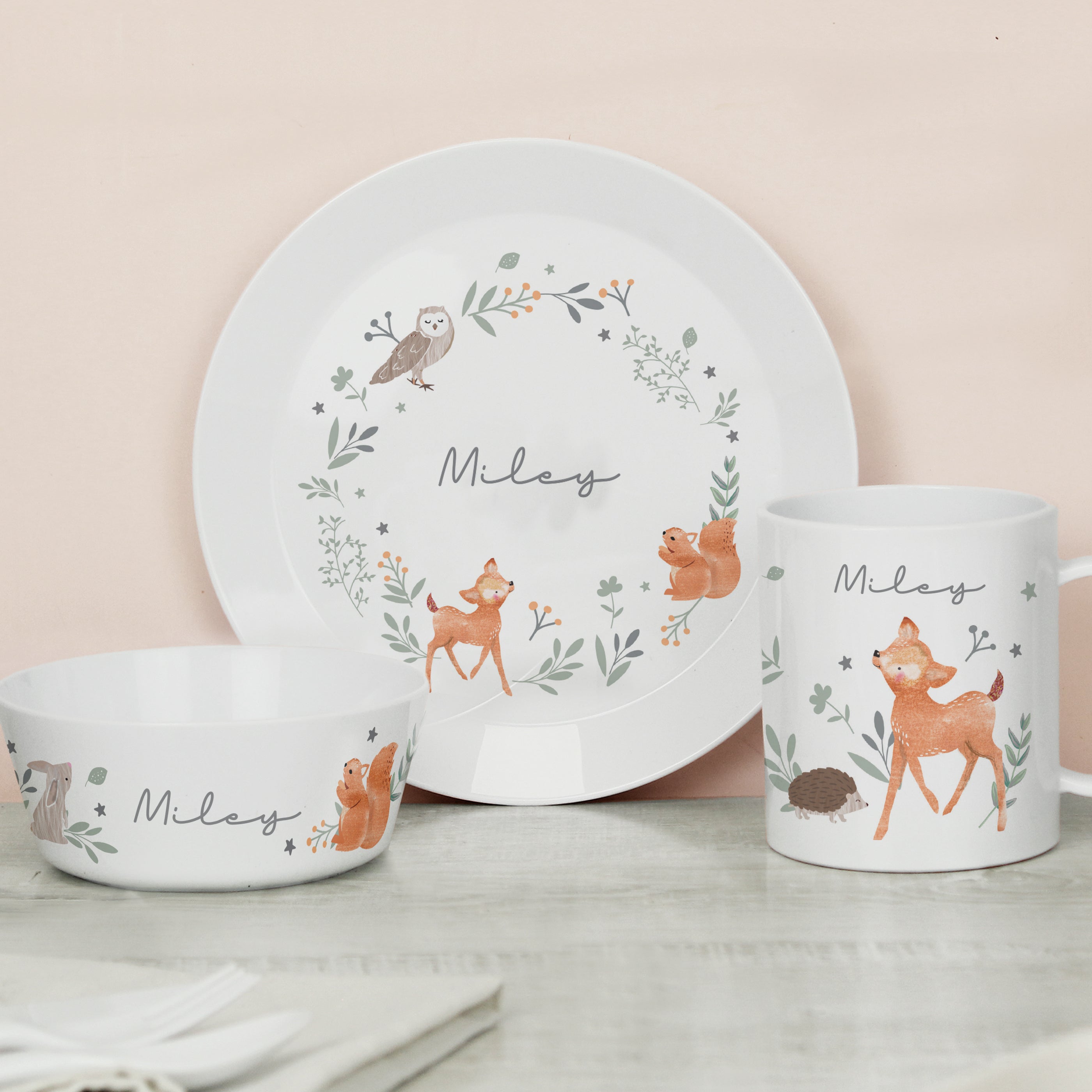 Personalised Woodland Animals Breakfast Set