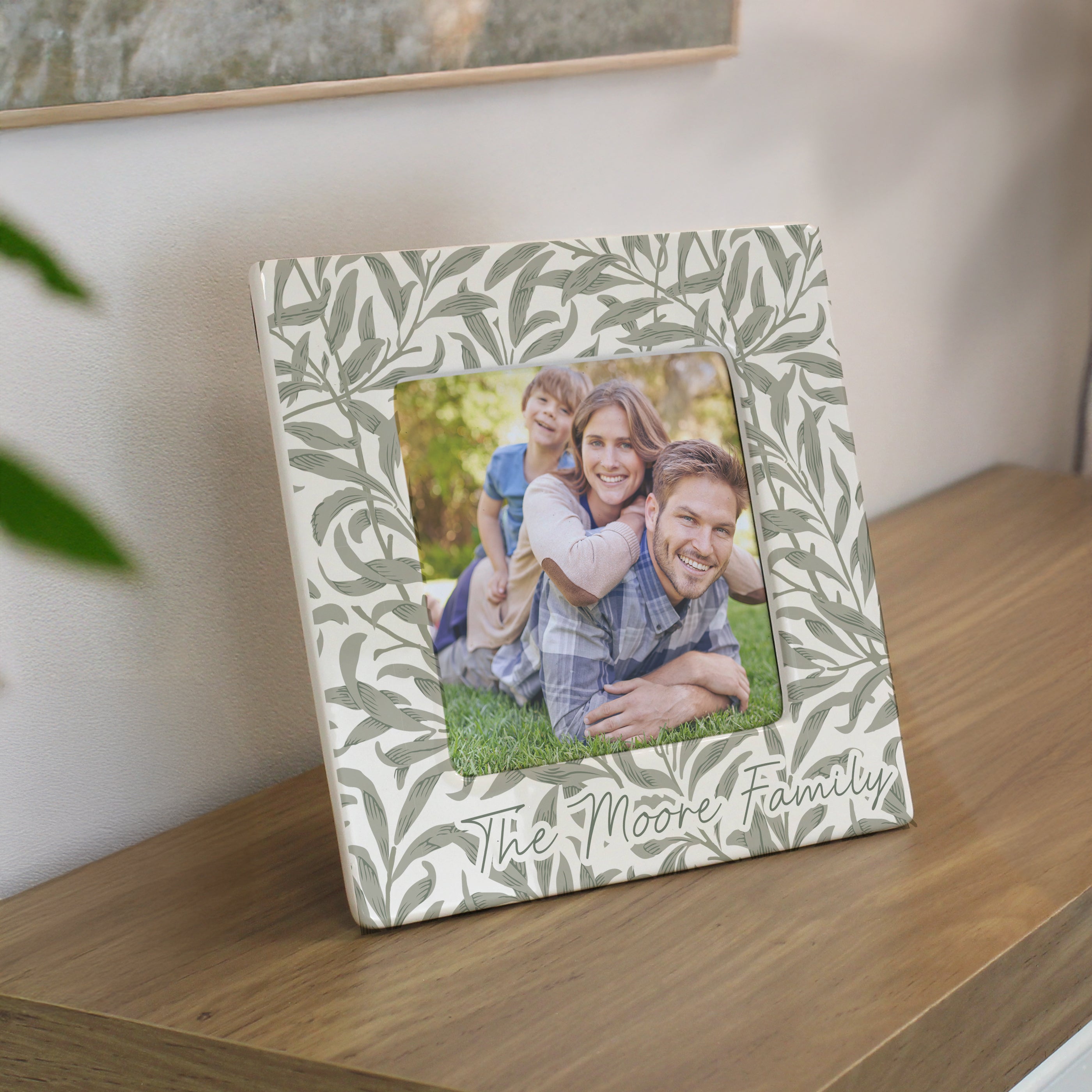 Personalised Leaf Print Ceramic 4x4 Frame