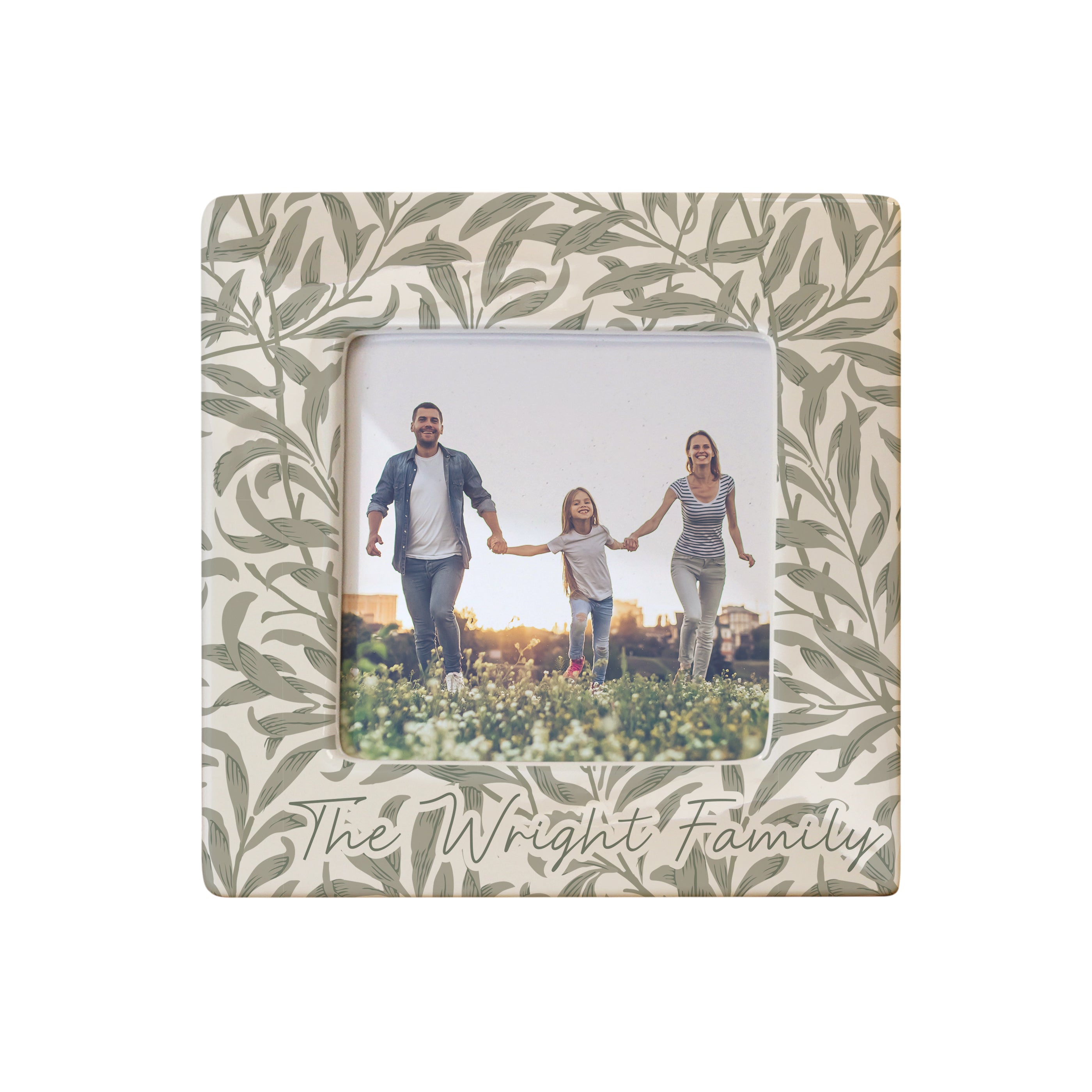 Personalised Leaf Print Ceramic 4x4 Frame