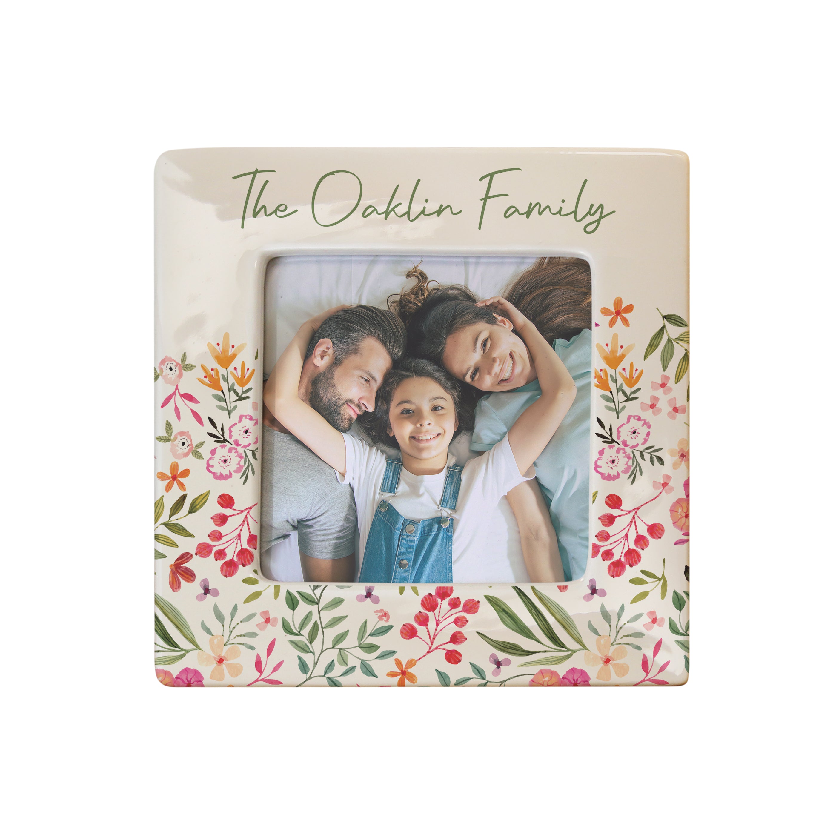 Personalised Floral Ceramic 4x4 Frame