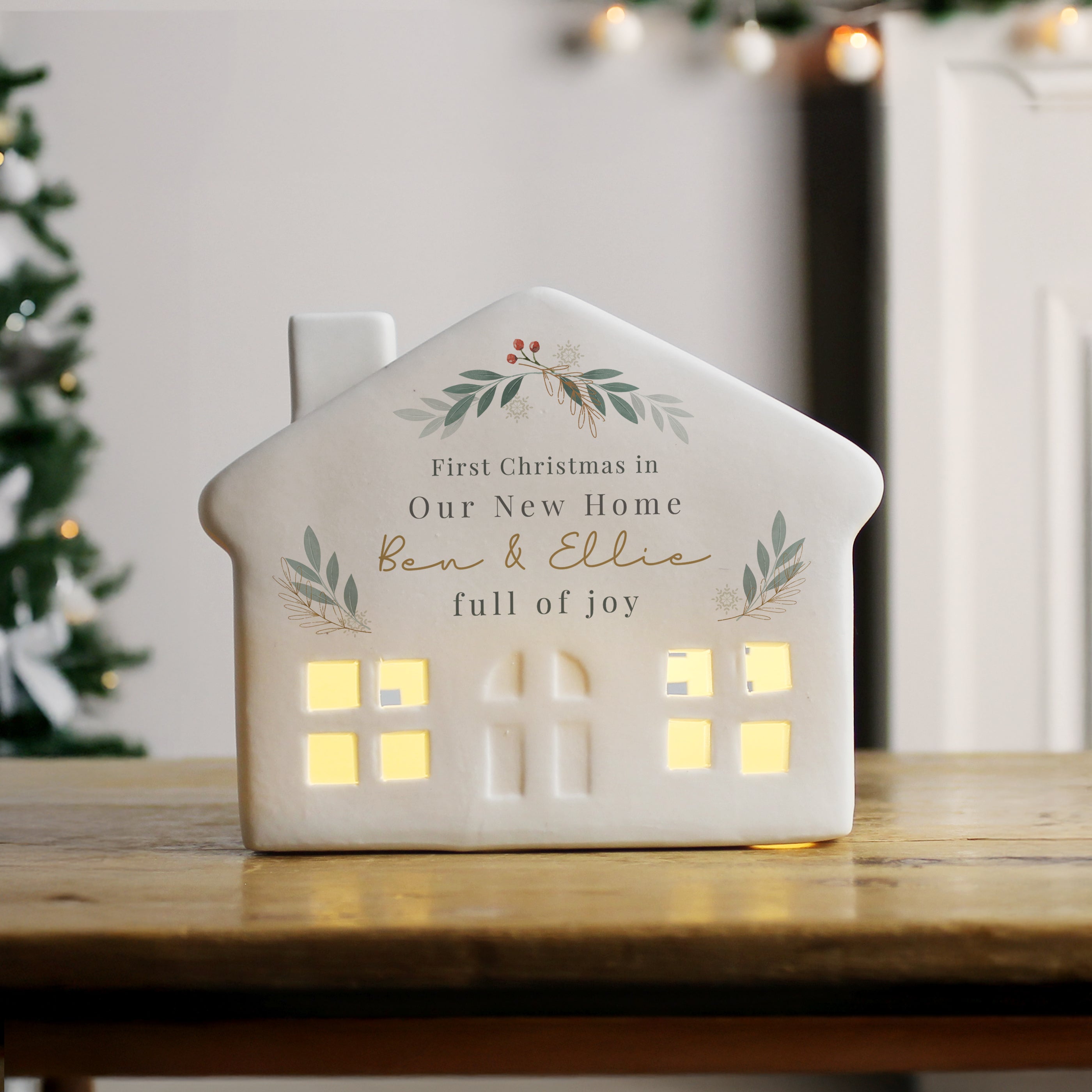 Personalised Christmas Foliage LED House