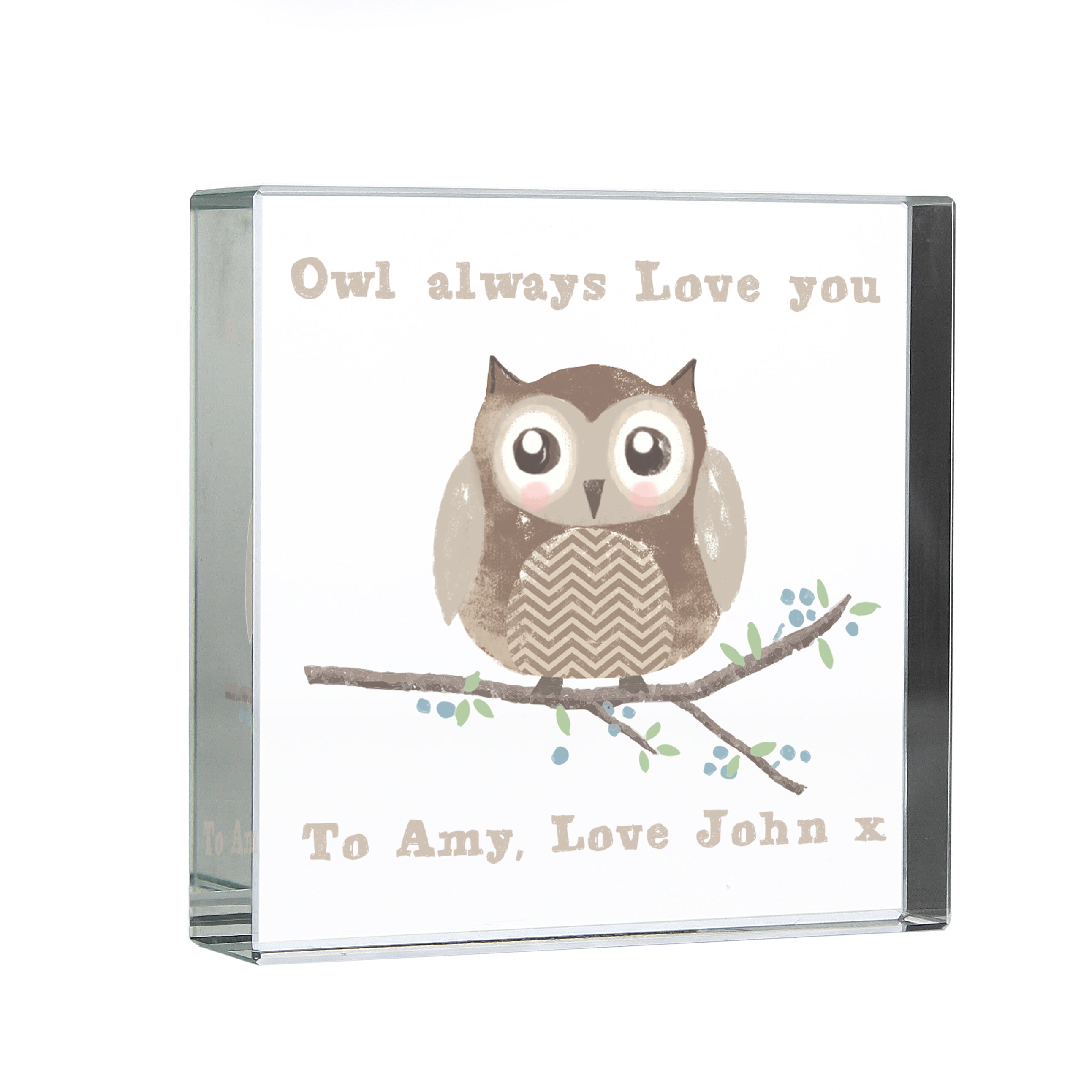 Personalised Woodland Owl Crystal Token