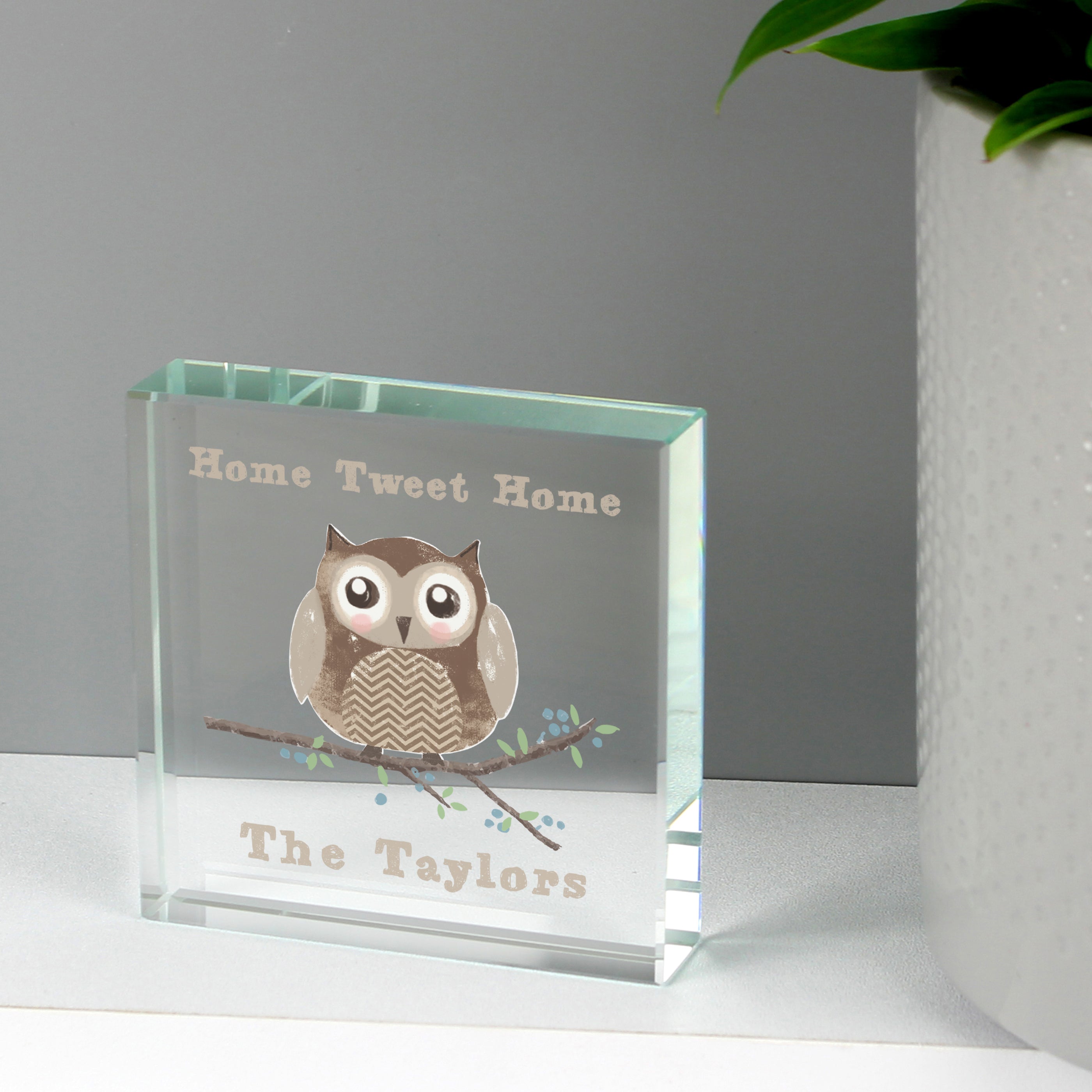 Personalised Woodland Owl Crystal Token