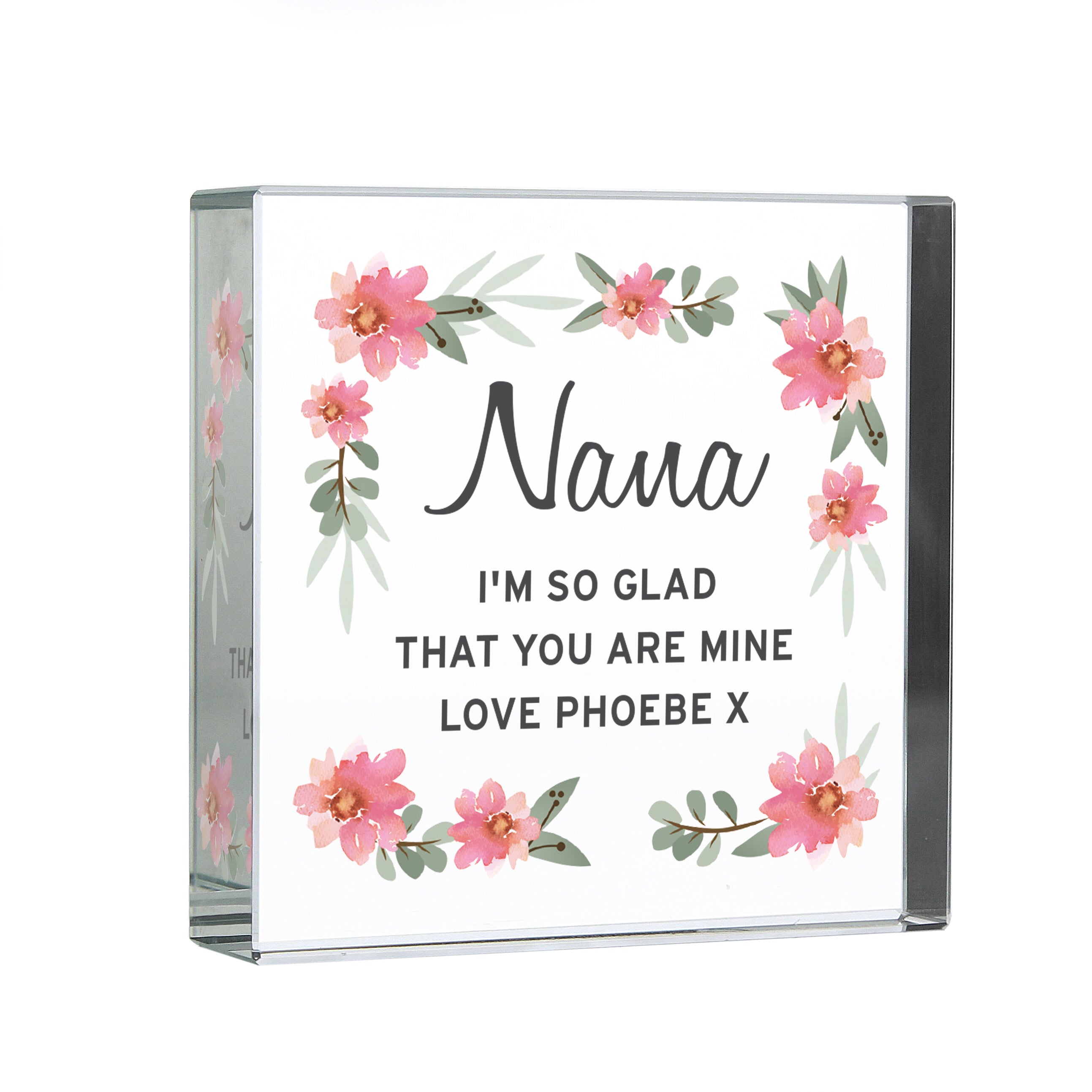 Personalised Floral Sentimental Crystal Token