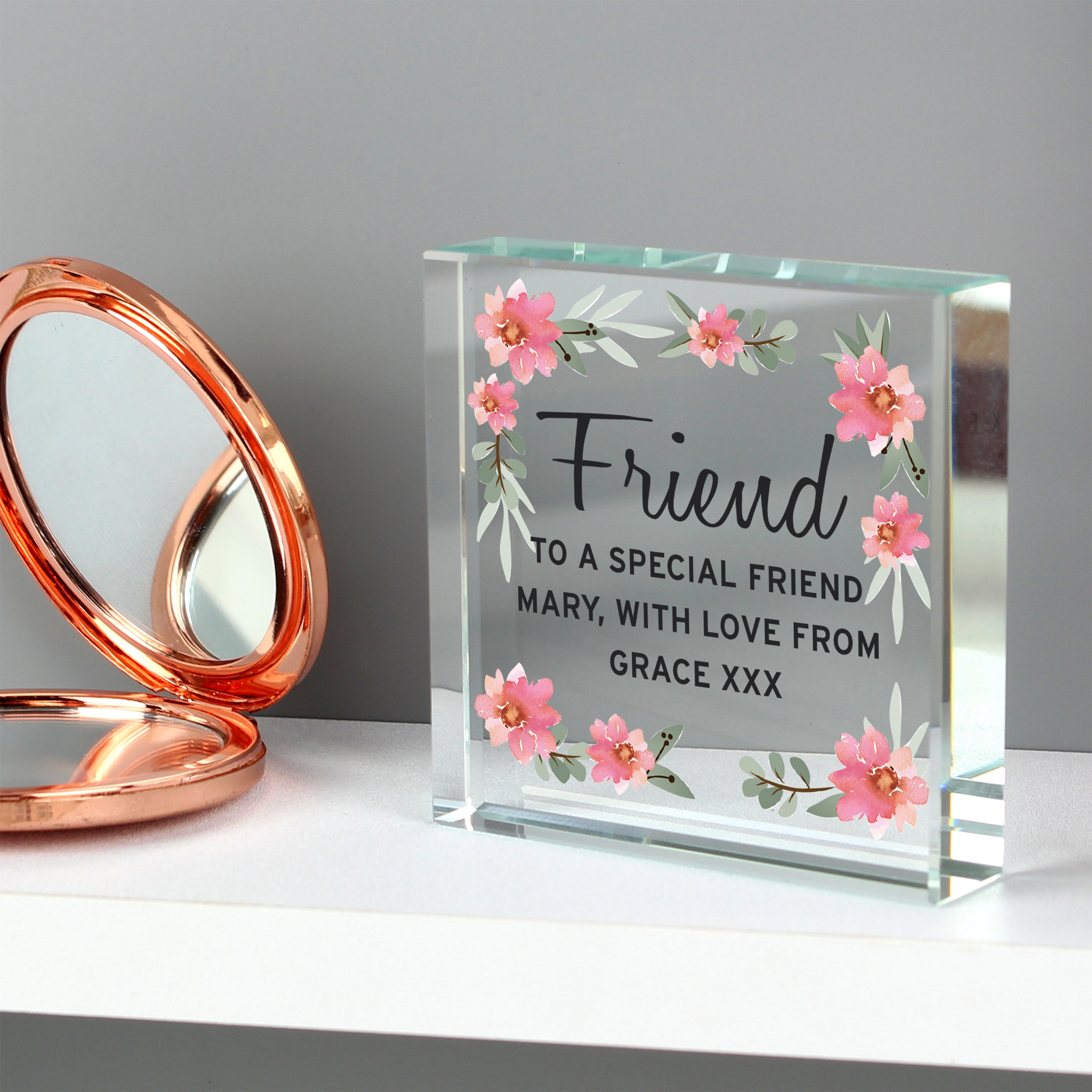 Personalised Floral Sentimental Crystal Token