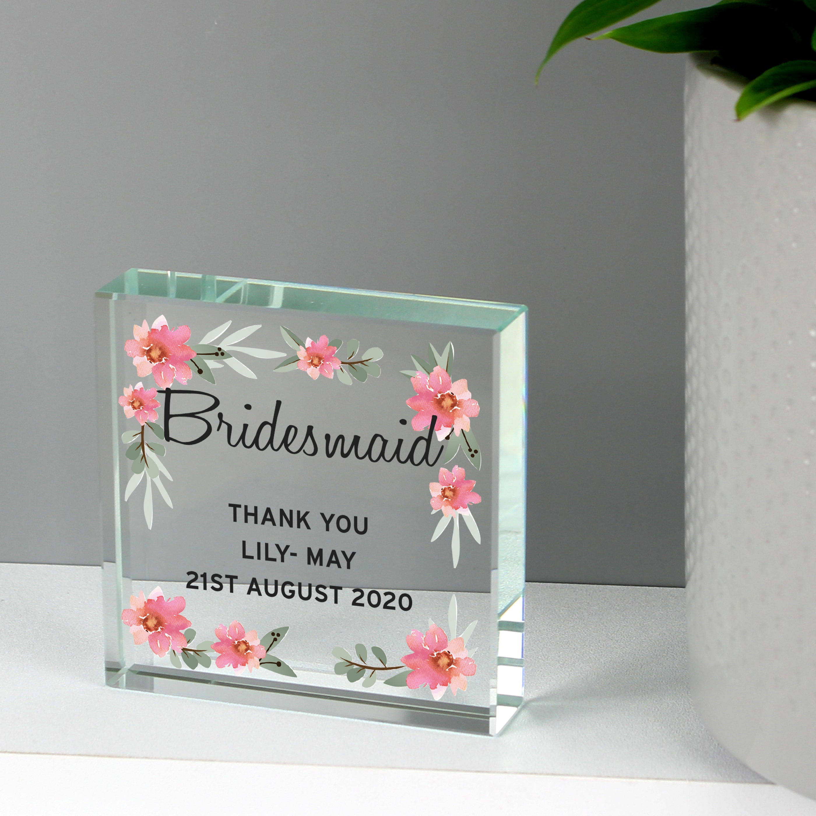 Personalised Floral Sentimental Crystal Token