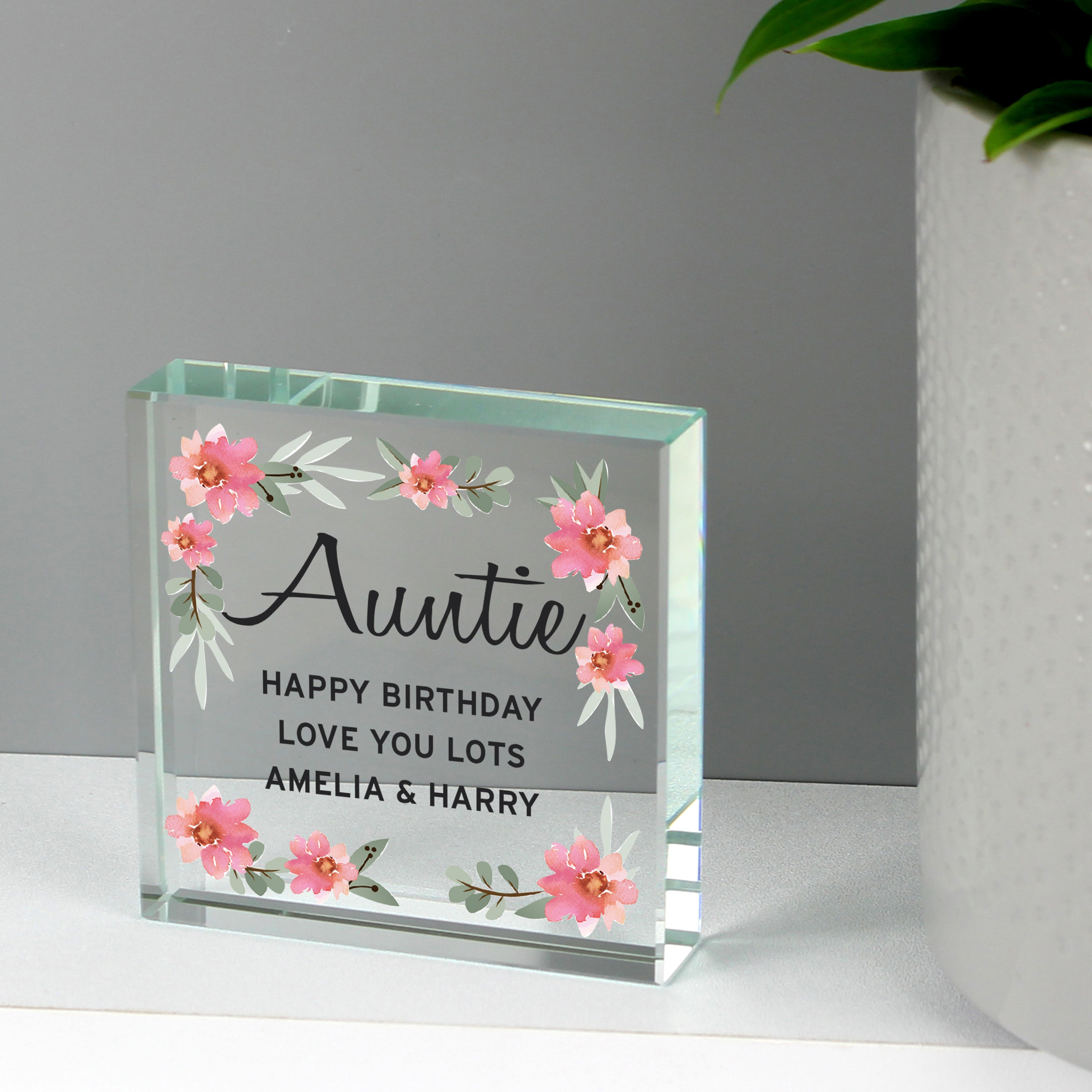 Personalised Floral Sentimental Crystal Token