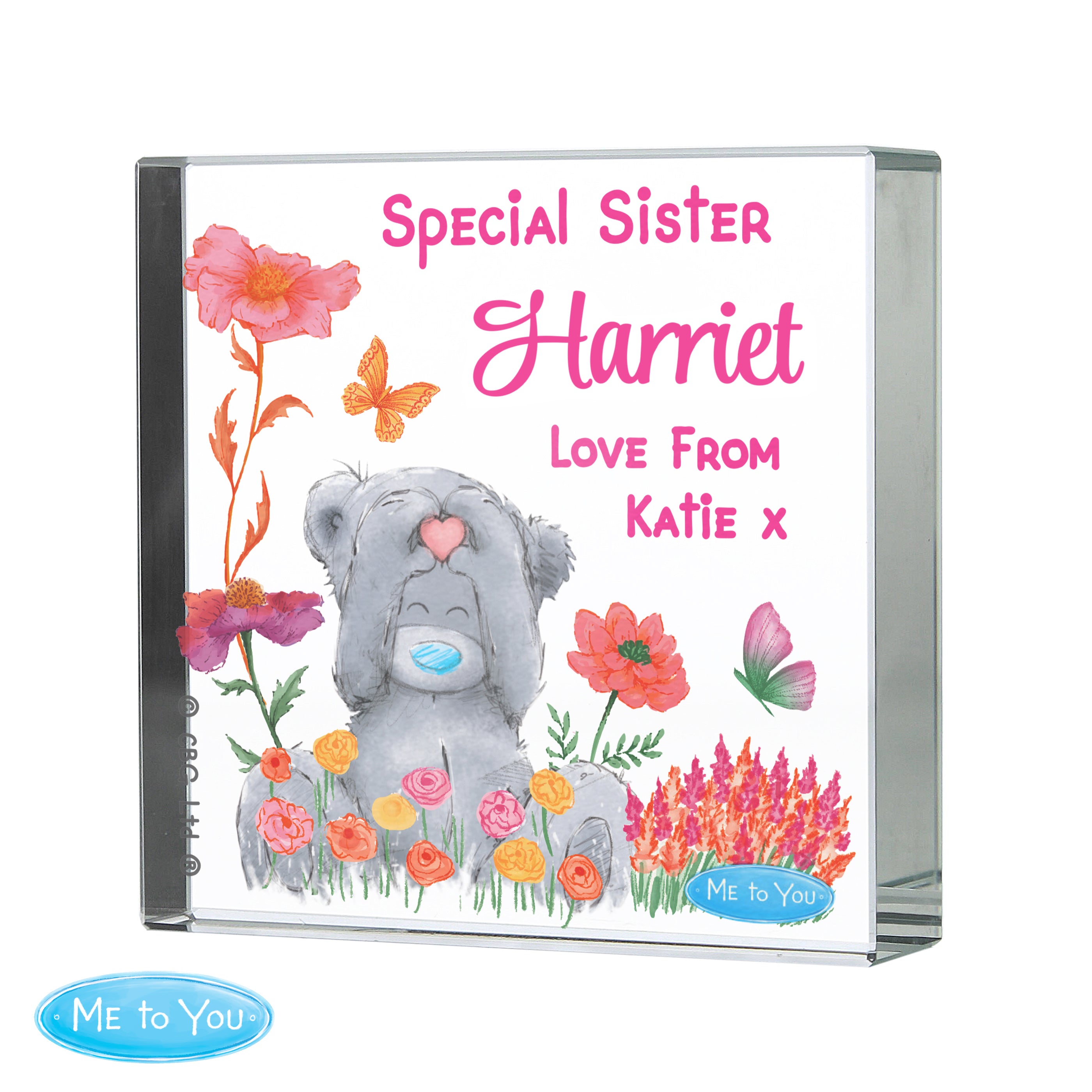 Personalised Me to You Flowery Glass Ornament