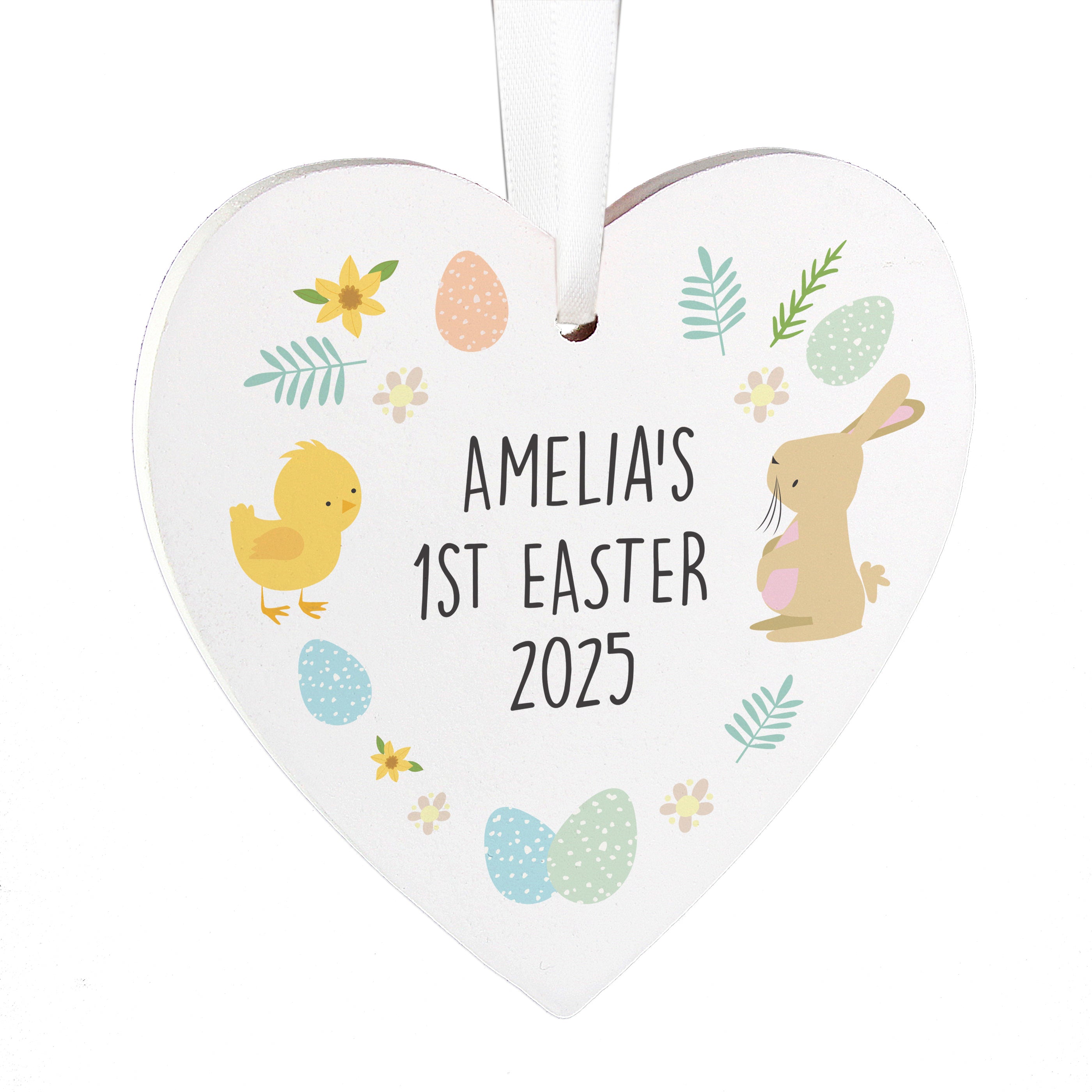 Personalised First Easter Heart Tree Decoration