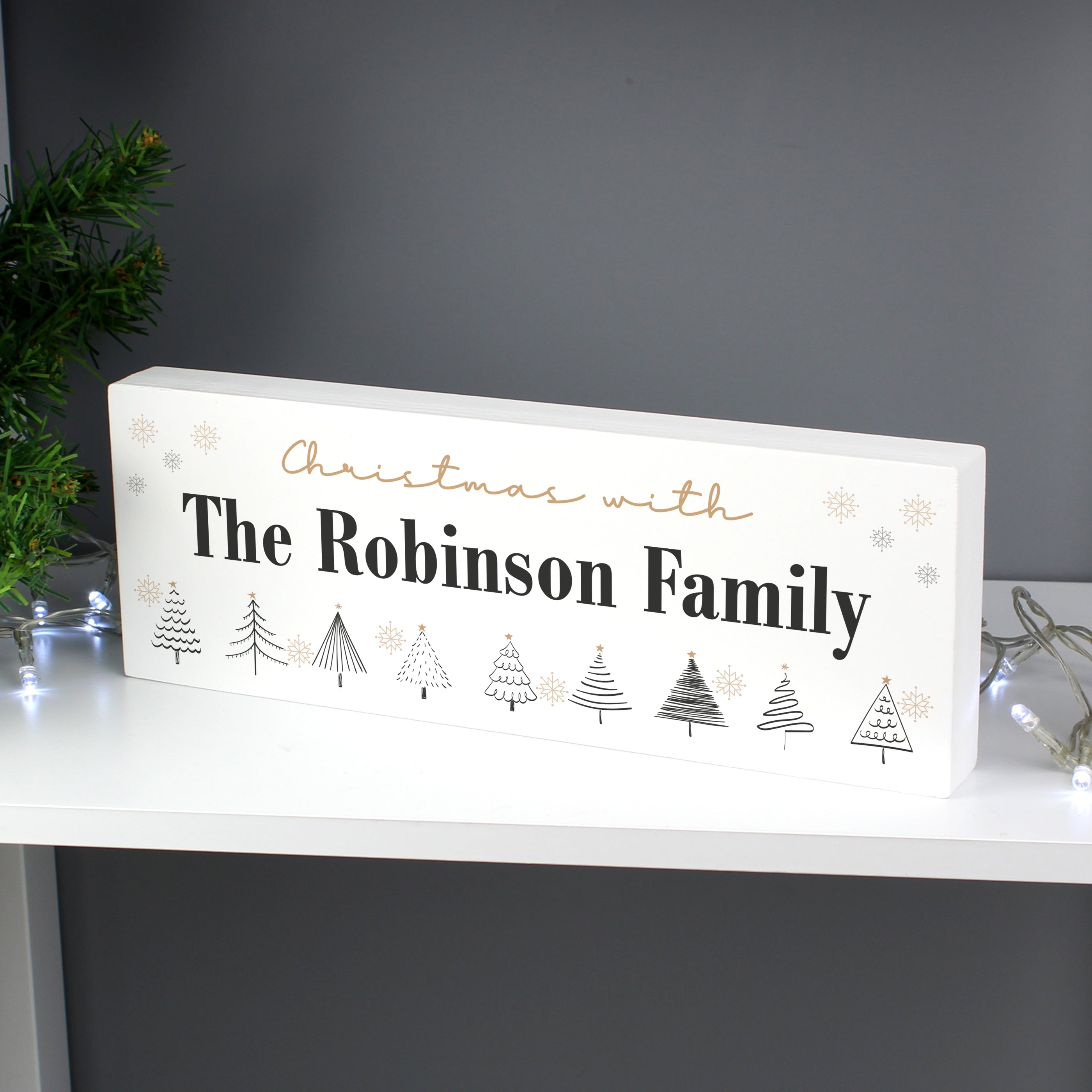 Personalised Christmas Tree Wooden Mantel Ornament