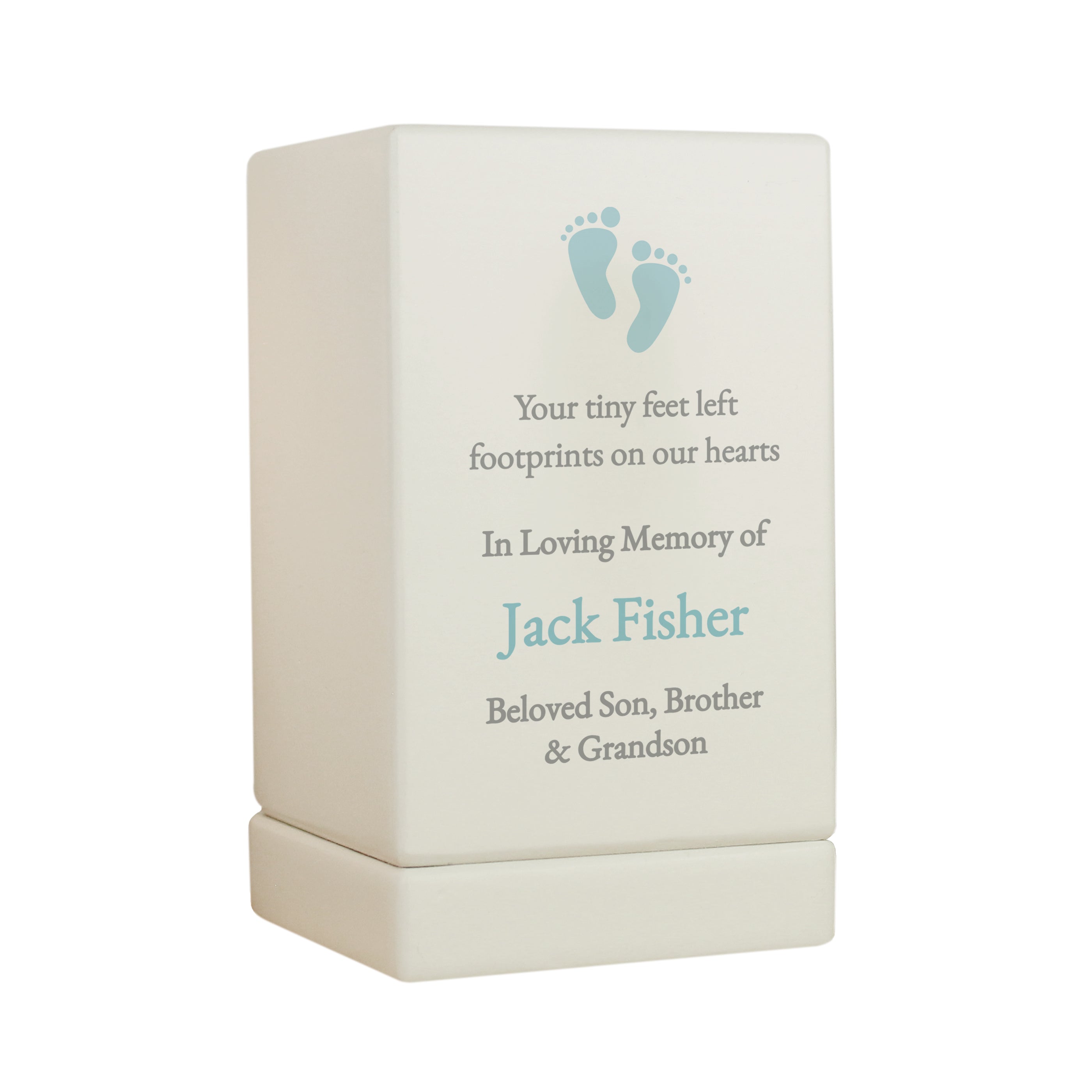 Personalised Baby Boy Small Wooden Urn