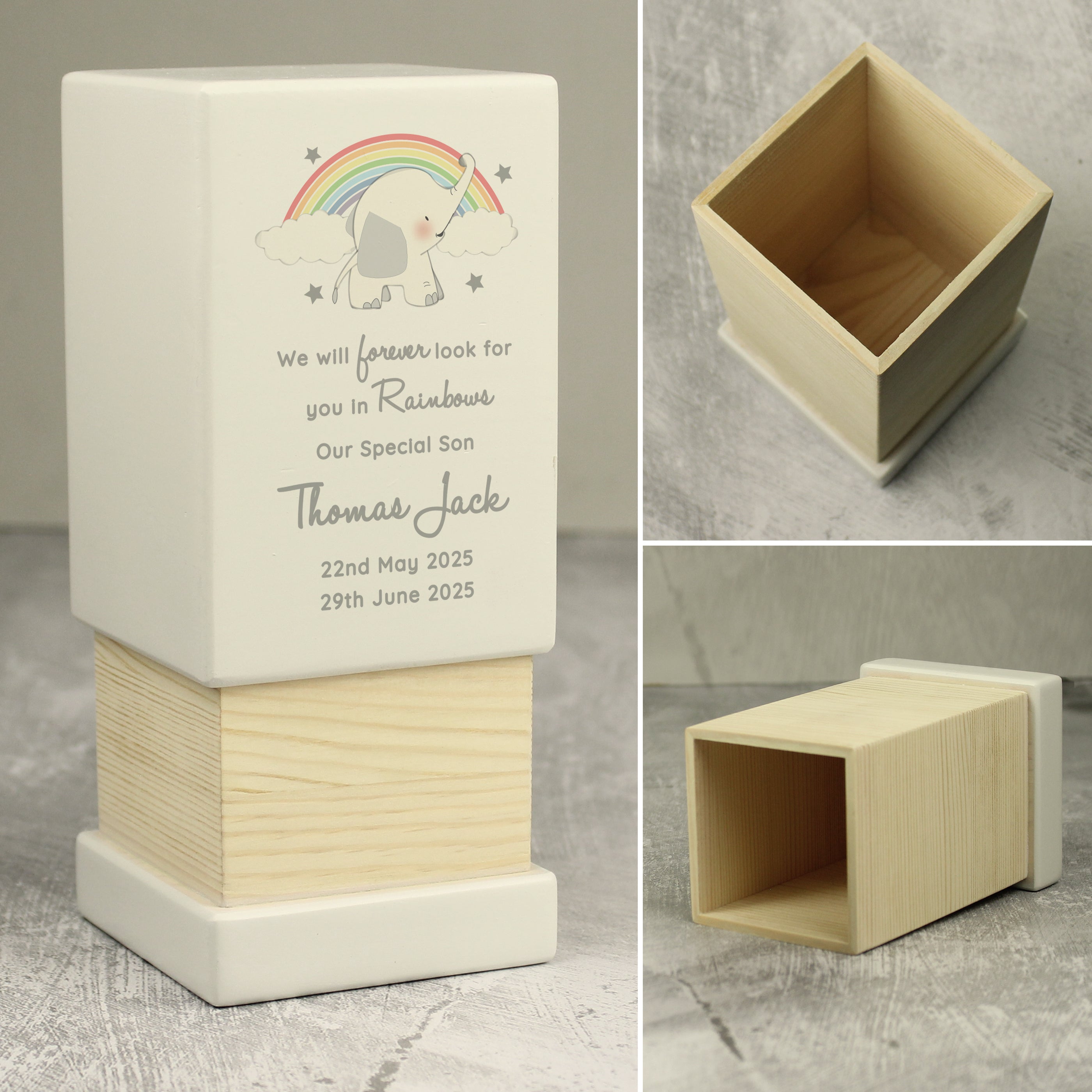 Personalised Childs Memorial Small Wooden Urn