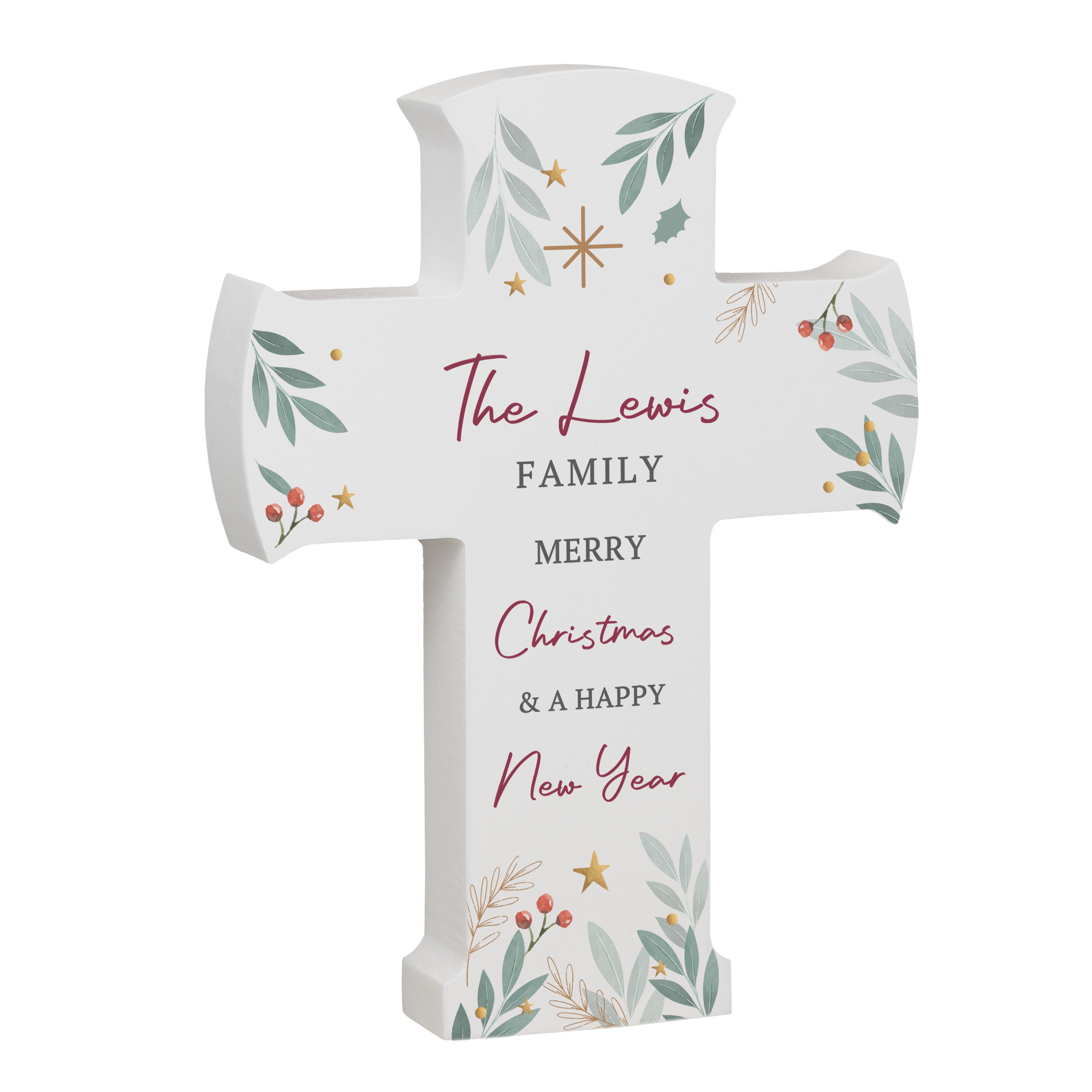 Personalised Christmas Wooden Cross Ornament