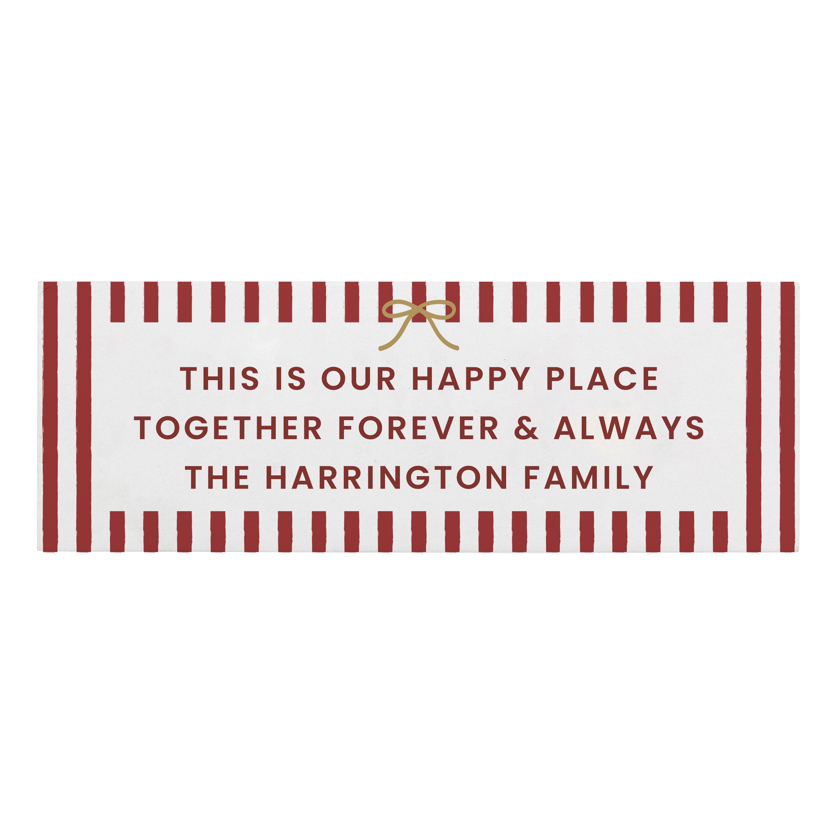 Personalised Candy Cane Stripe Wooden Mantle Block