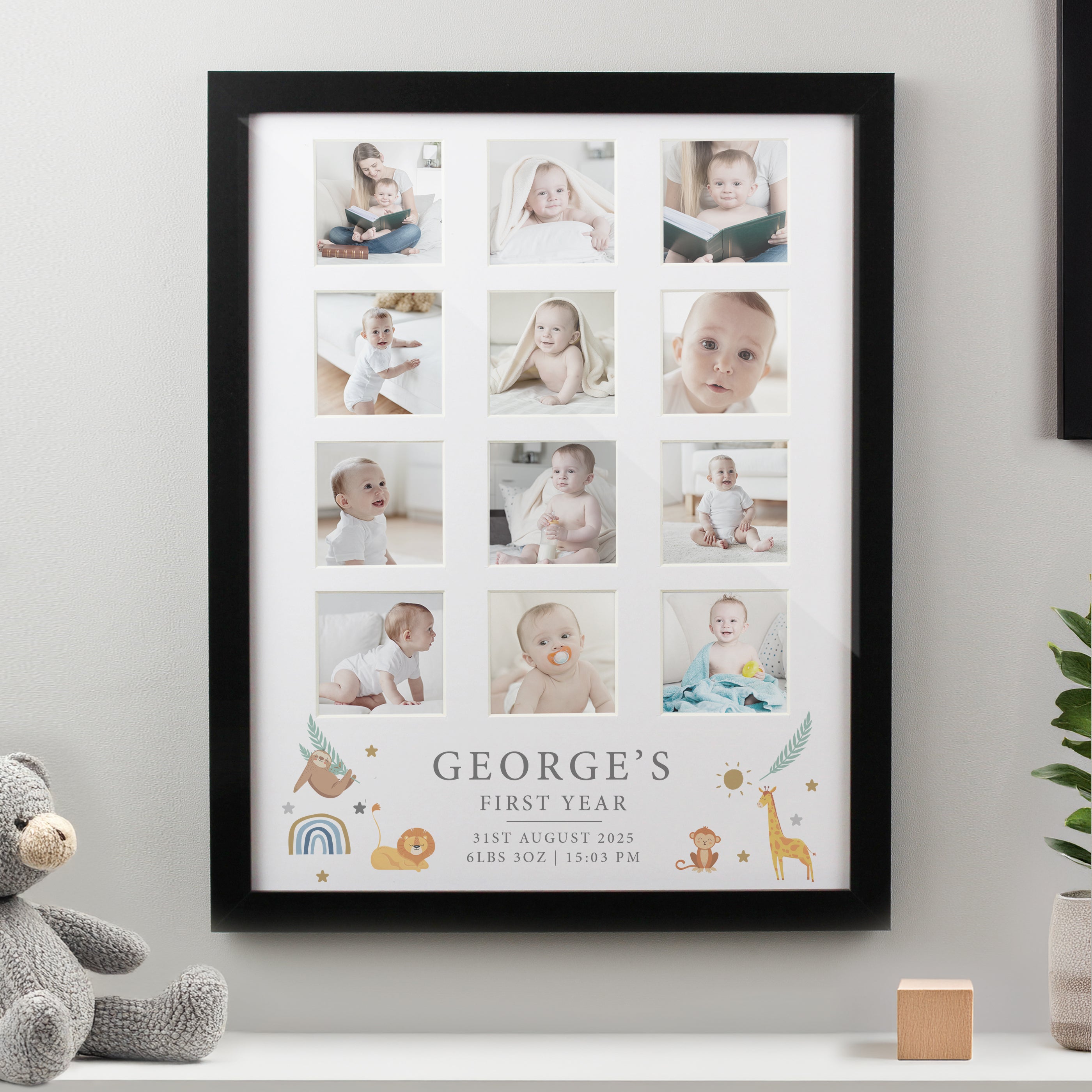 Personalised Animals Black Multi Photo Frame