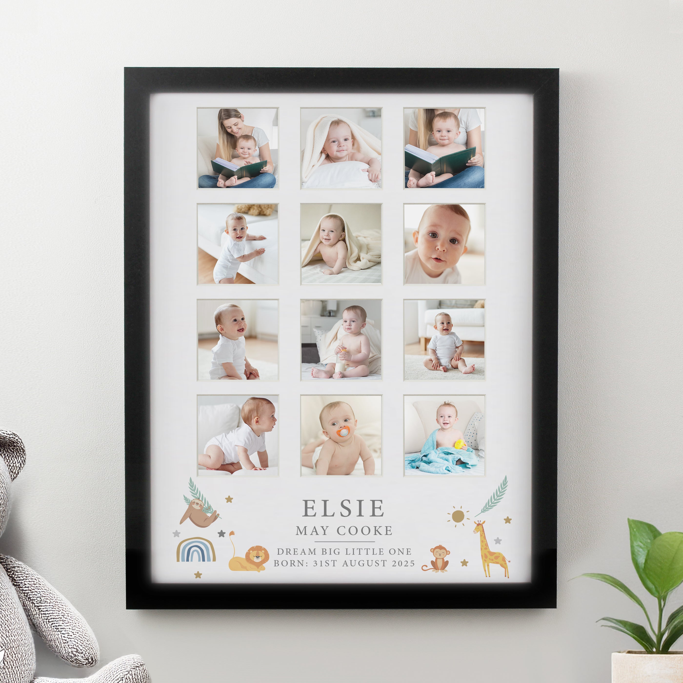 Personalised Animals Black Multi Photo Frame