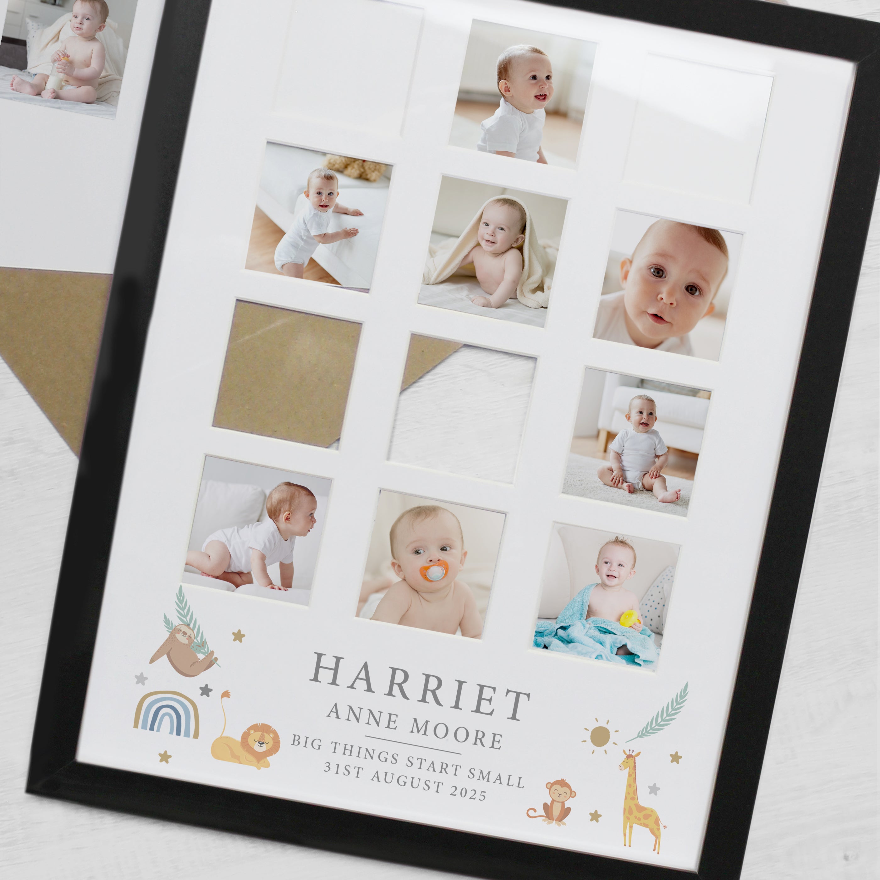 Personalised Animals Black Multi Photo Frame