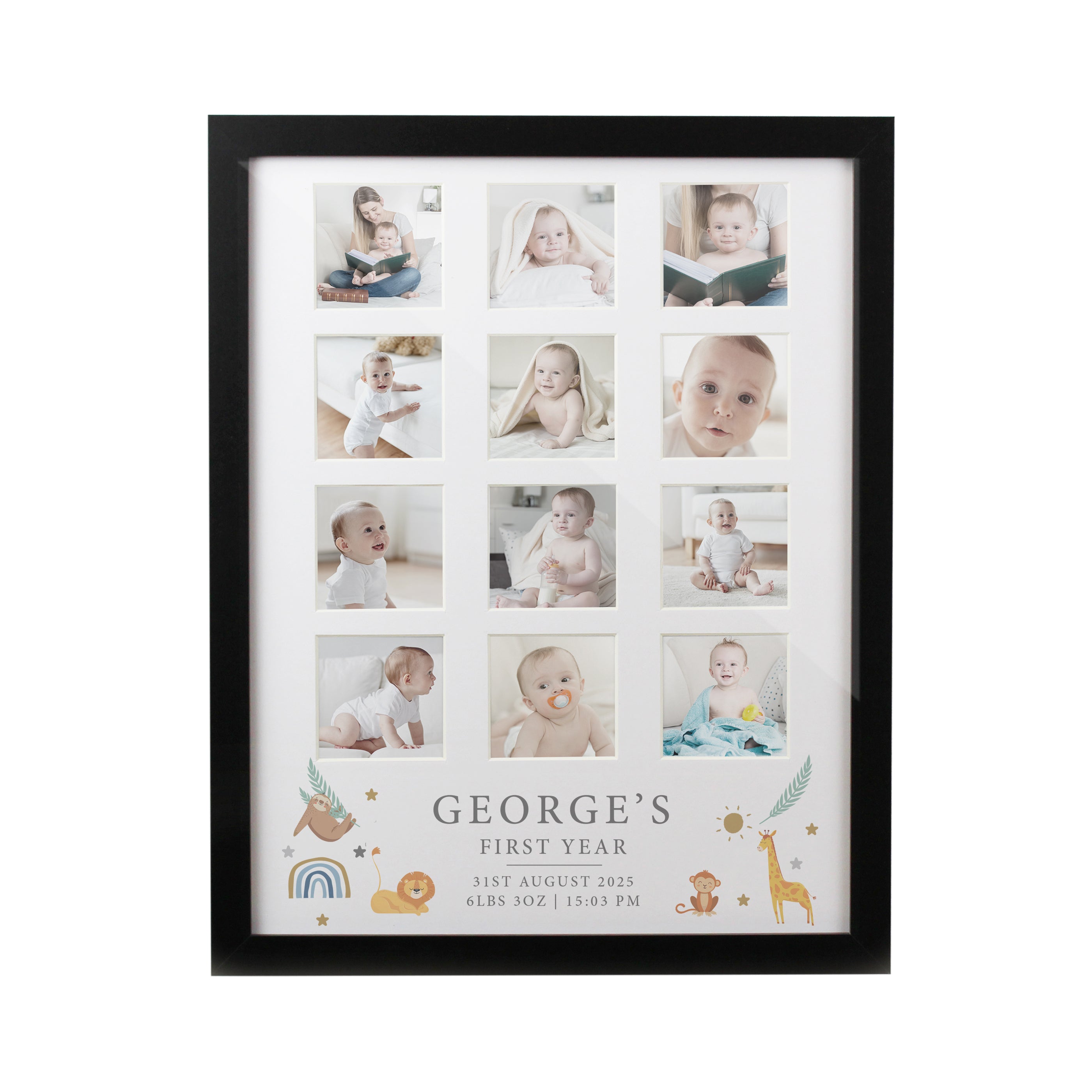 Personalised Animals Black Multi Photo Frame