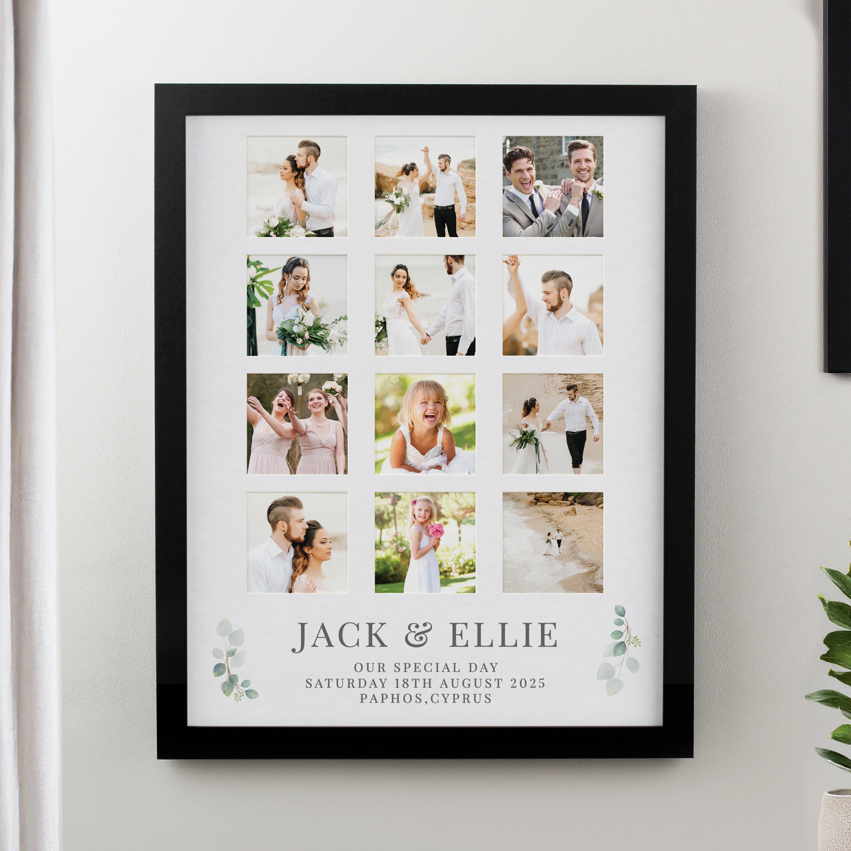 Personalised Wedding Black Multi Photo Frame
