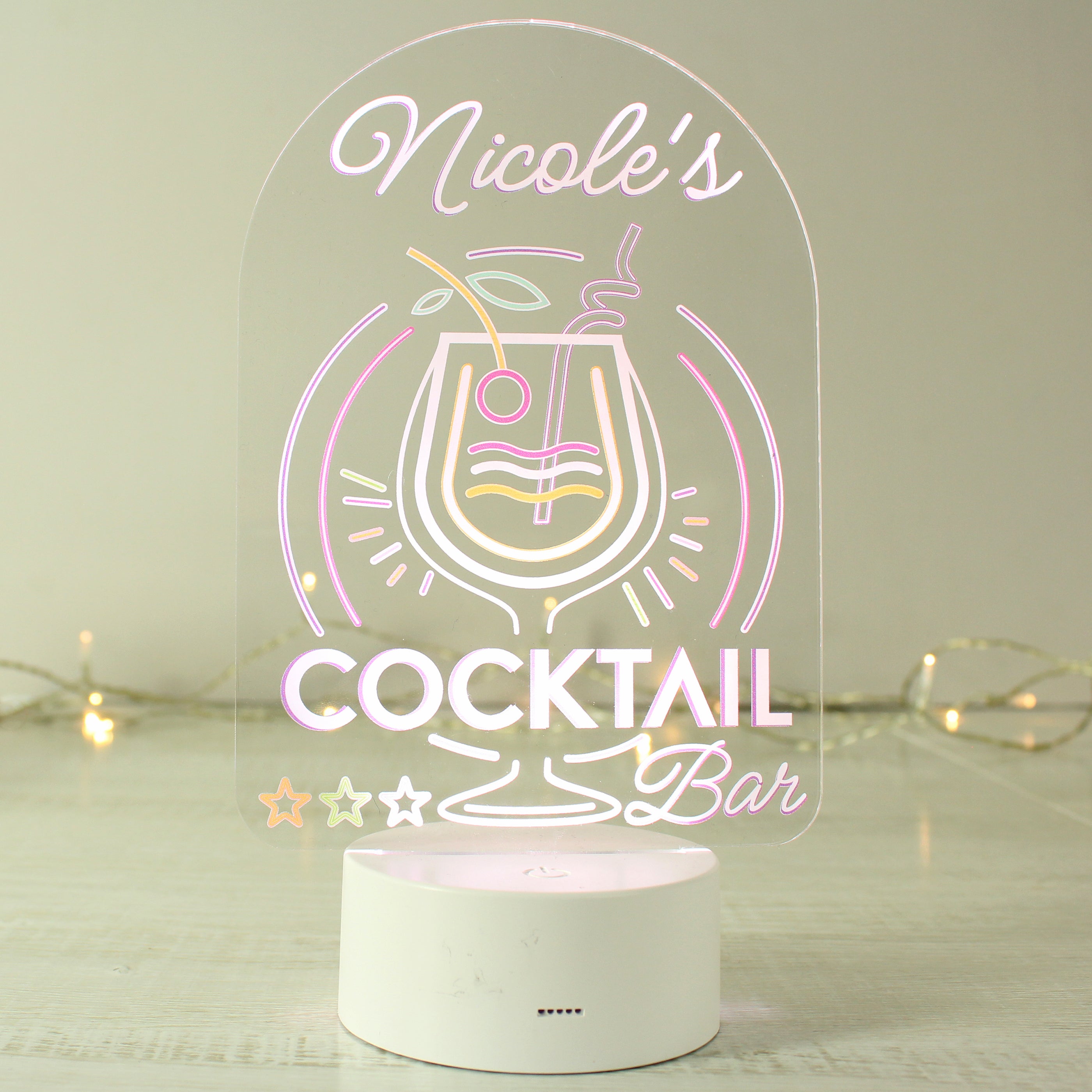 Personalised LED Colour Changing Cocktail Bar Sign