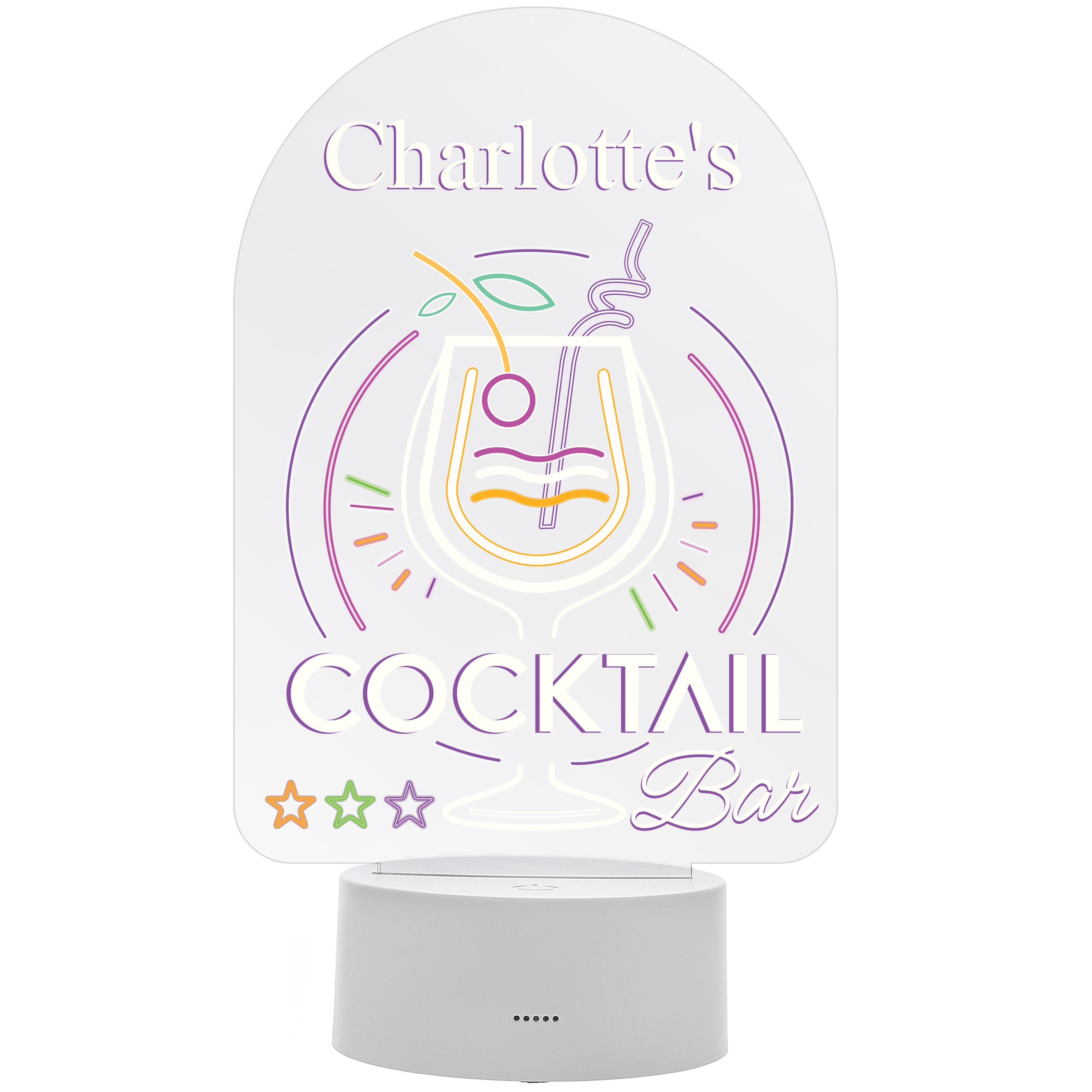 Personalised LED Colour Changing Cocktail Bar Sign