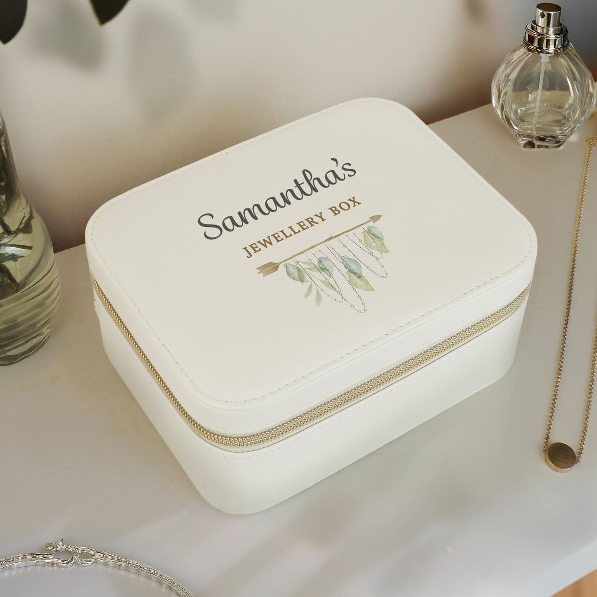 Personalised Botanical Leatherette Jewellery Box