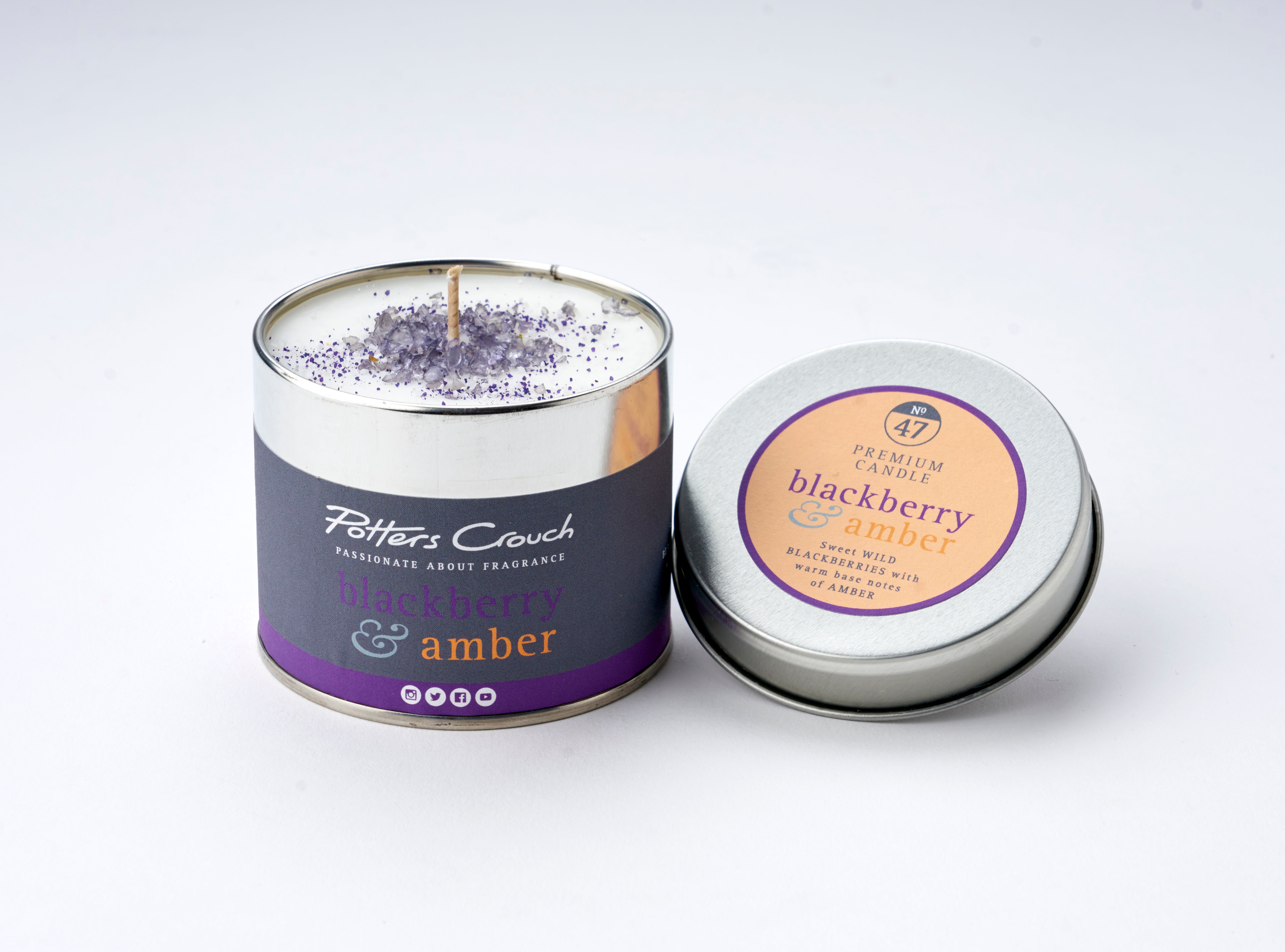 Blackberry & Amber - Scented Candle in a Tin - Potters Crouch