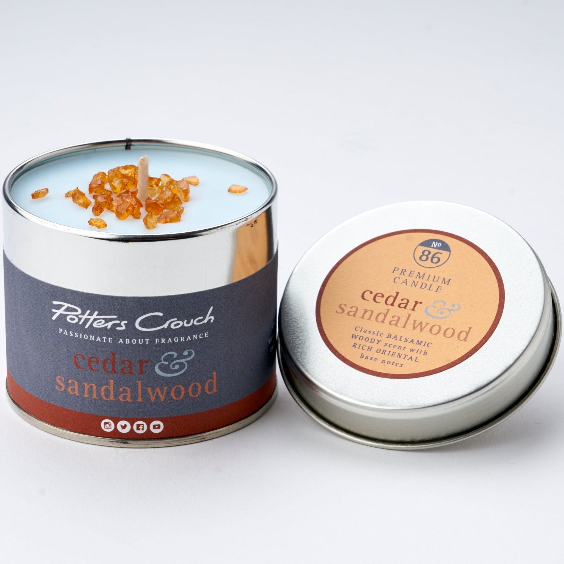 Cedar & Sandalwood - Scented Candle in a Tin - Potters Crouch