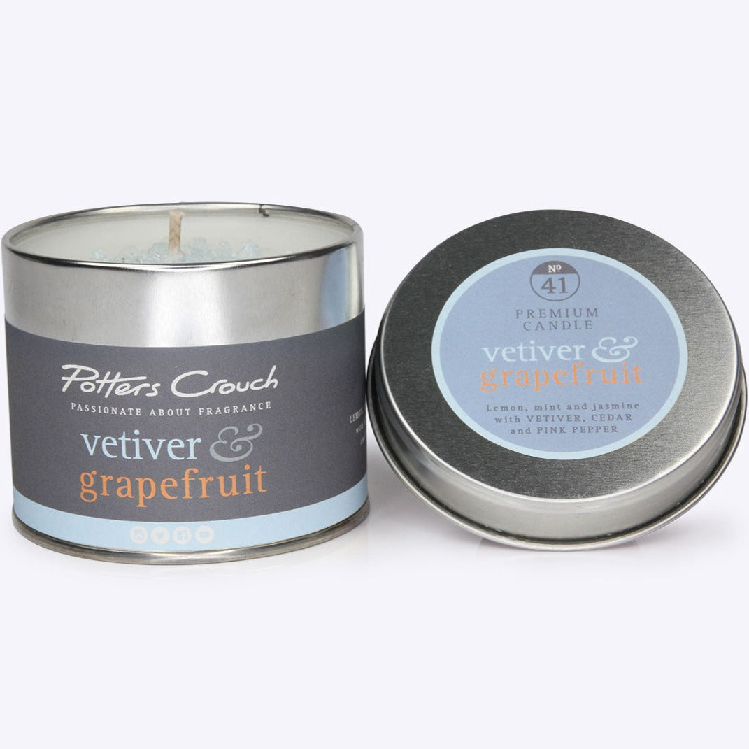 Vetiver & Grapefruit - Scented Candle in a Tin - Potters Crouch