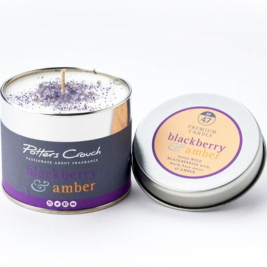 Blackberry & Amber - Scented Candle in a Tin - Potters Crouch