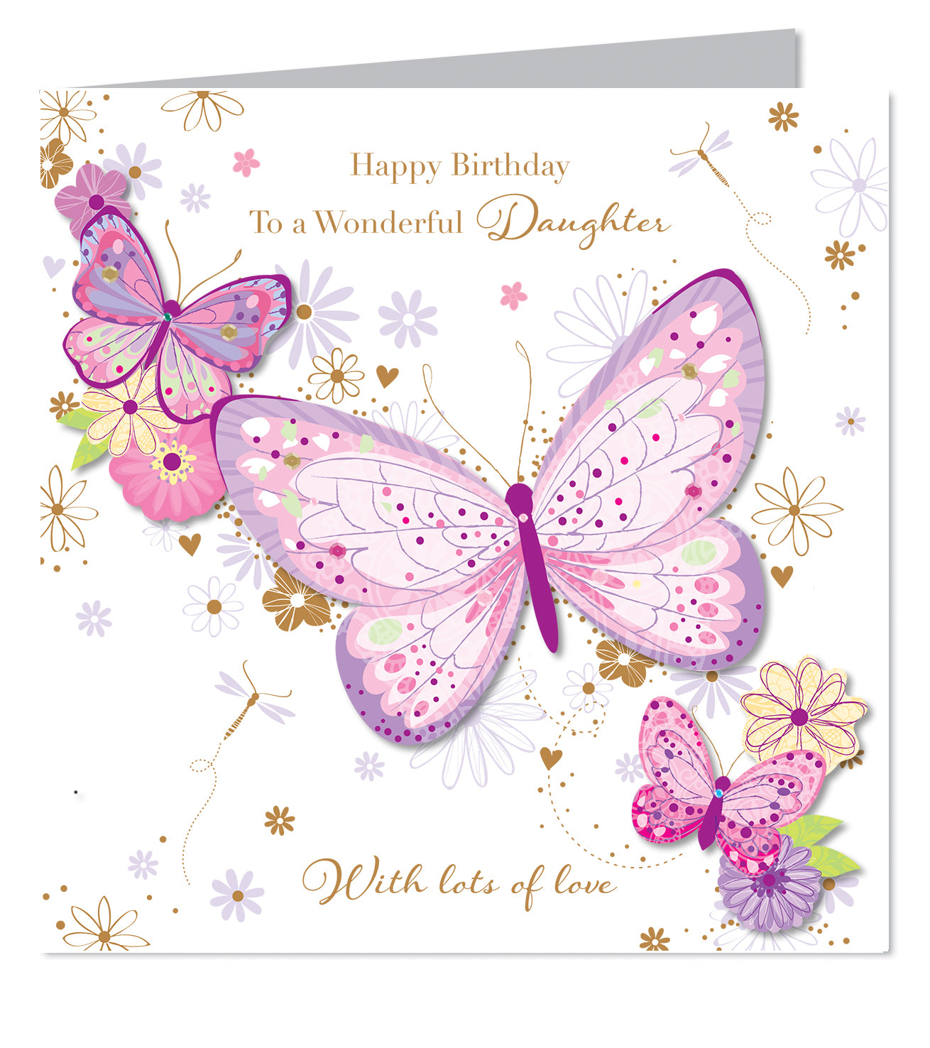 To a Wonderful Daughter Birthday Card - Butterfly and Flower