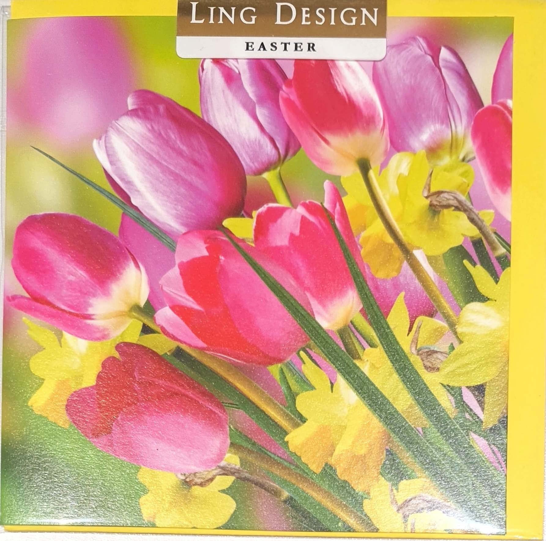 Spring Daffodils And Tulips Easter Card