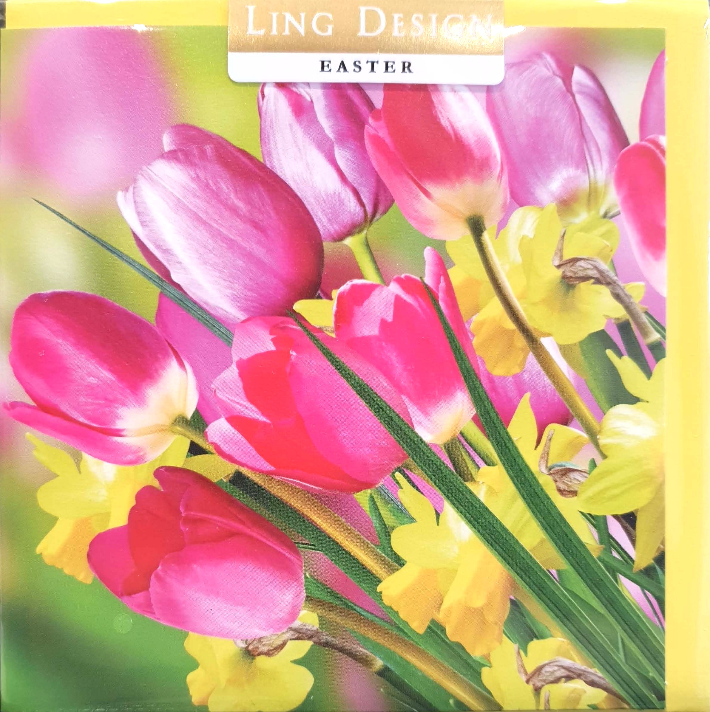 Spring Daffodils And Tulips Easter Card
