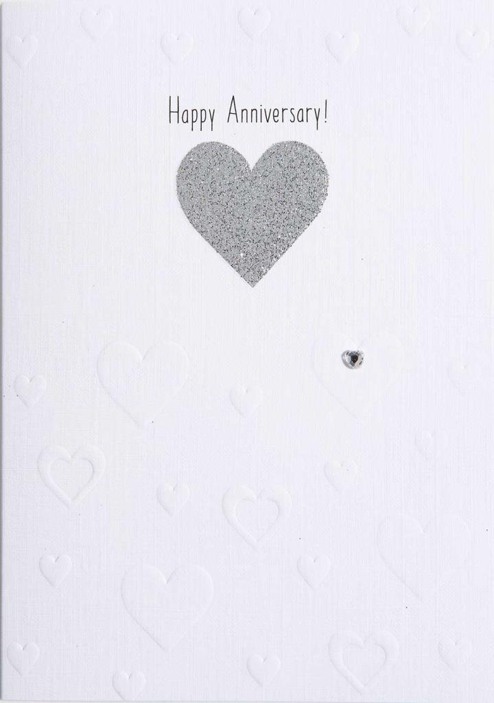 Happy Anniversary Card - Silver Heart