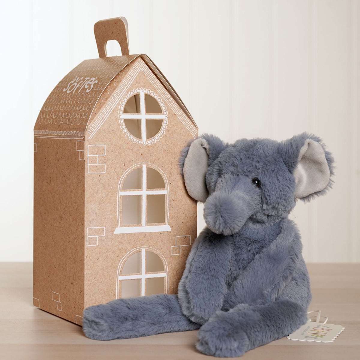 George The Plush Long Leg Petrol Elephant 35 cm