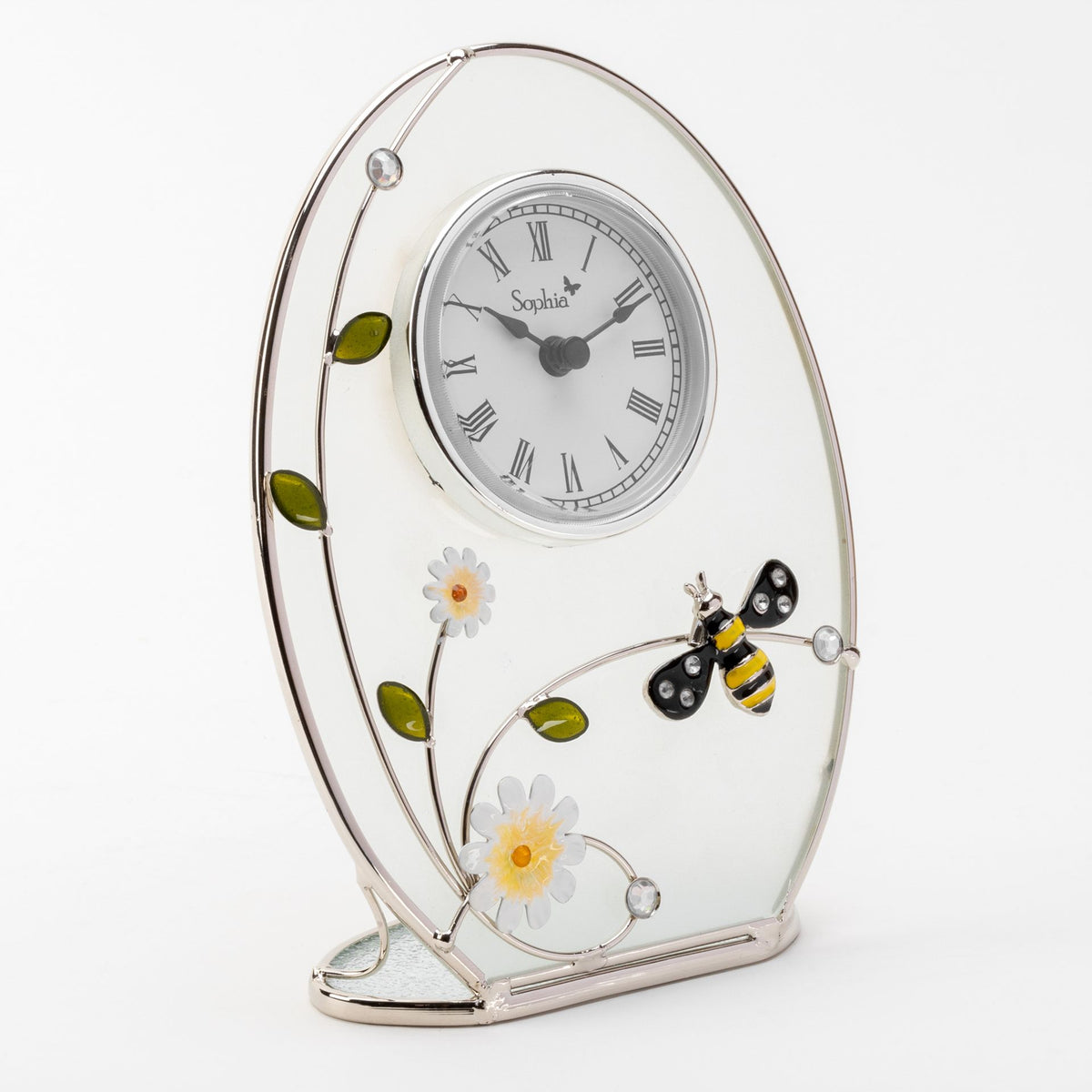 Sophia Classic Glass & Wire Bumble Bee Mantel Clock
