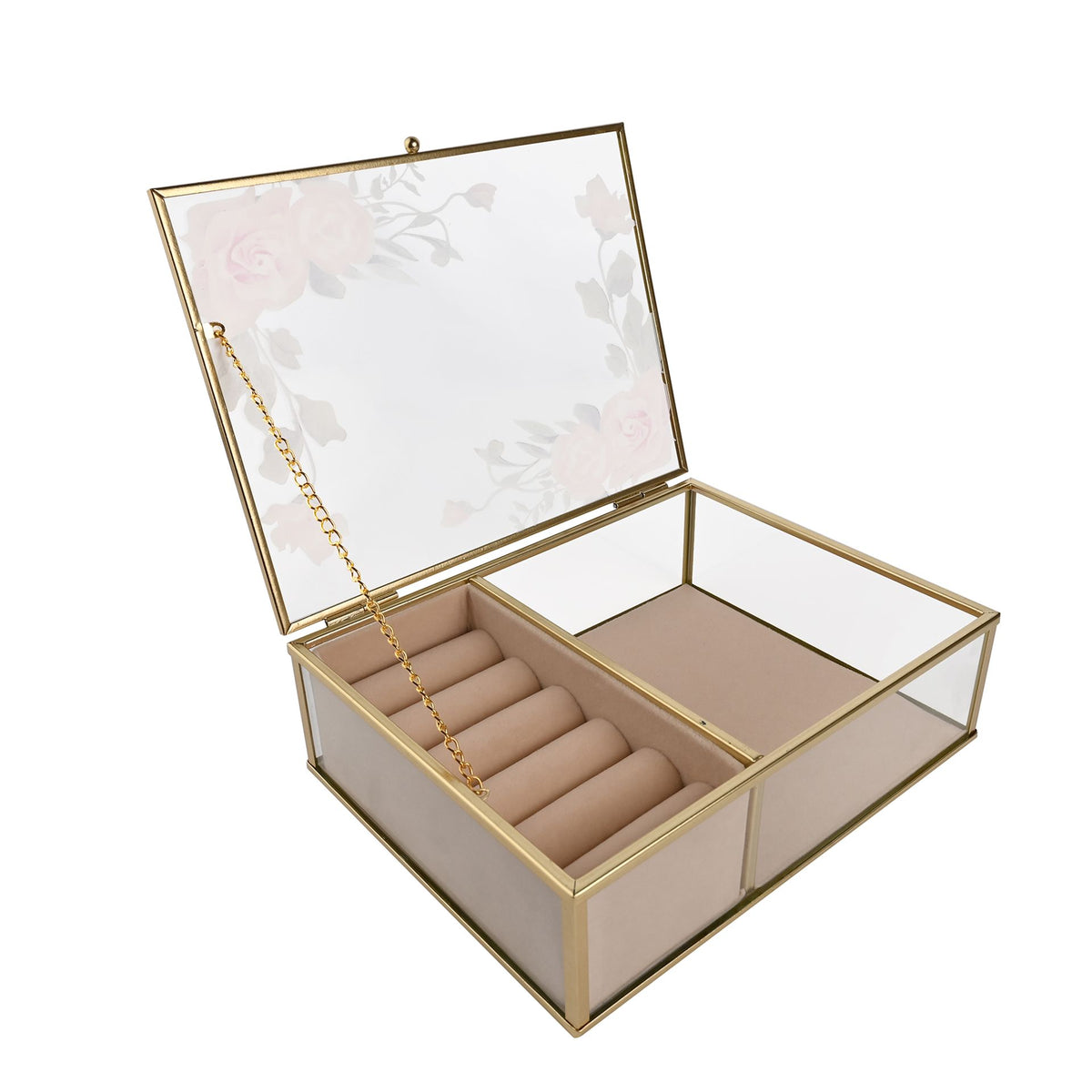 Sophia Classic Floral Glass Jewellery Box - Large